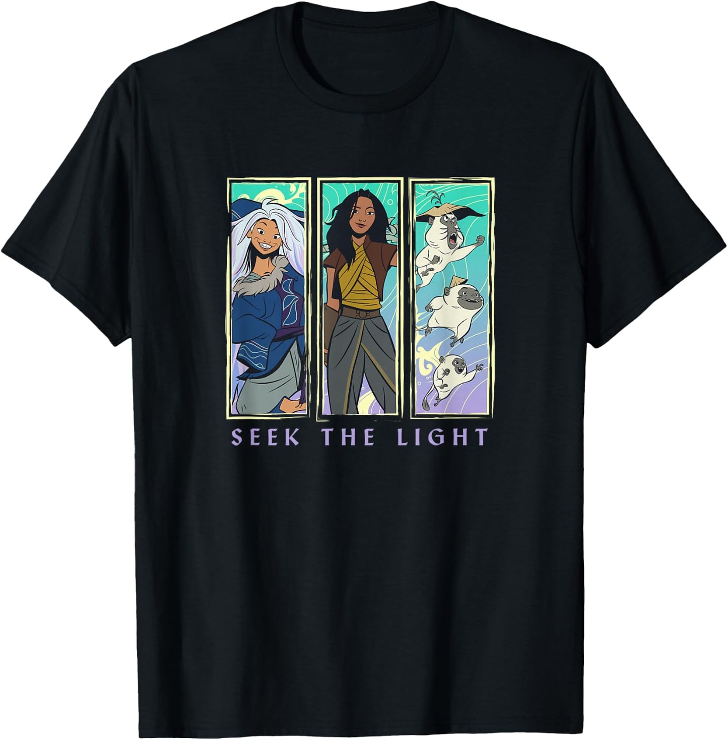 Disney Raya And The Last Dragon Seek The Light Panels T-Shirt - T-Shirt | Black