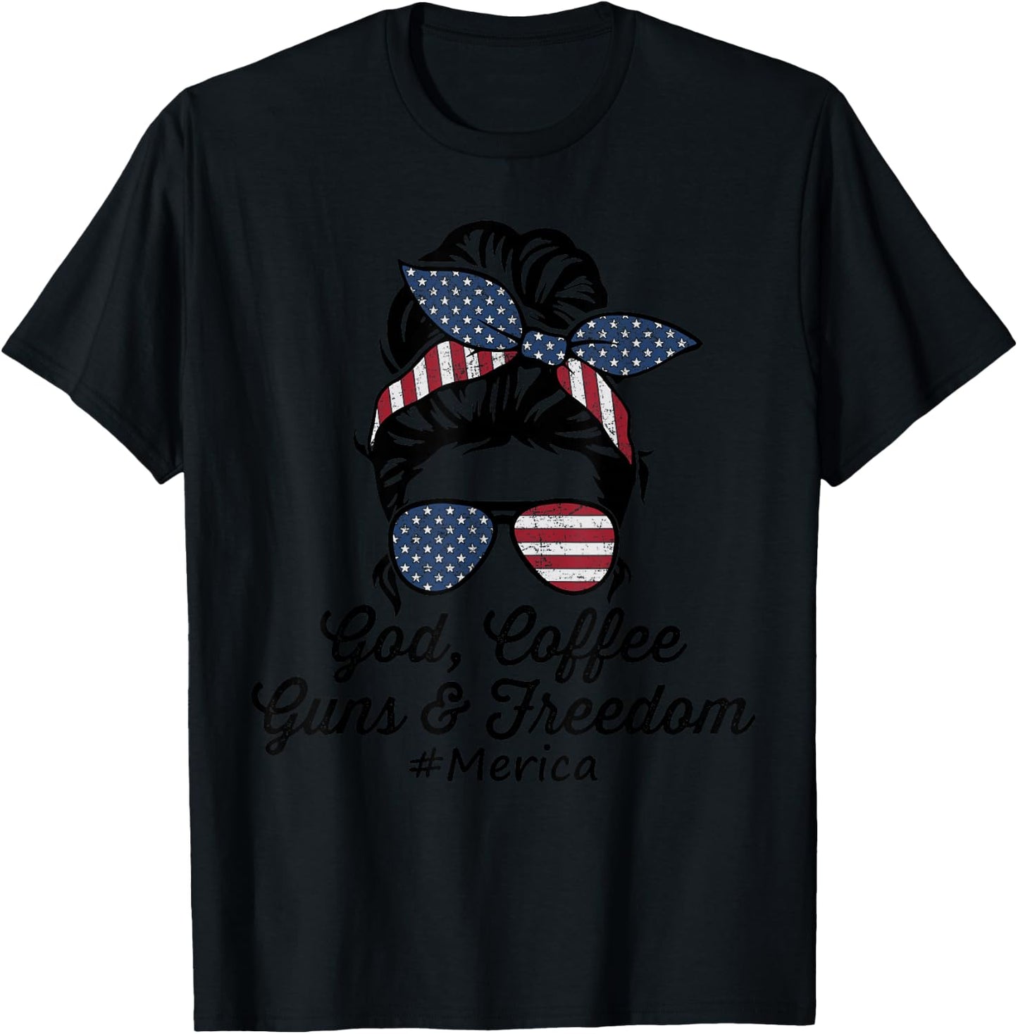 GOD COFFEE GUNS & FREEDOM - Funny Gun Owner USA T-Shirt - T-Shirt | Black