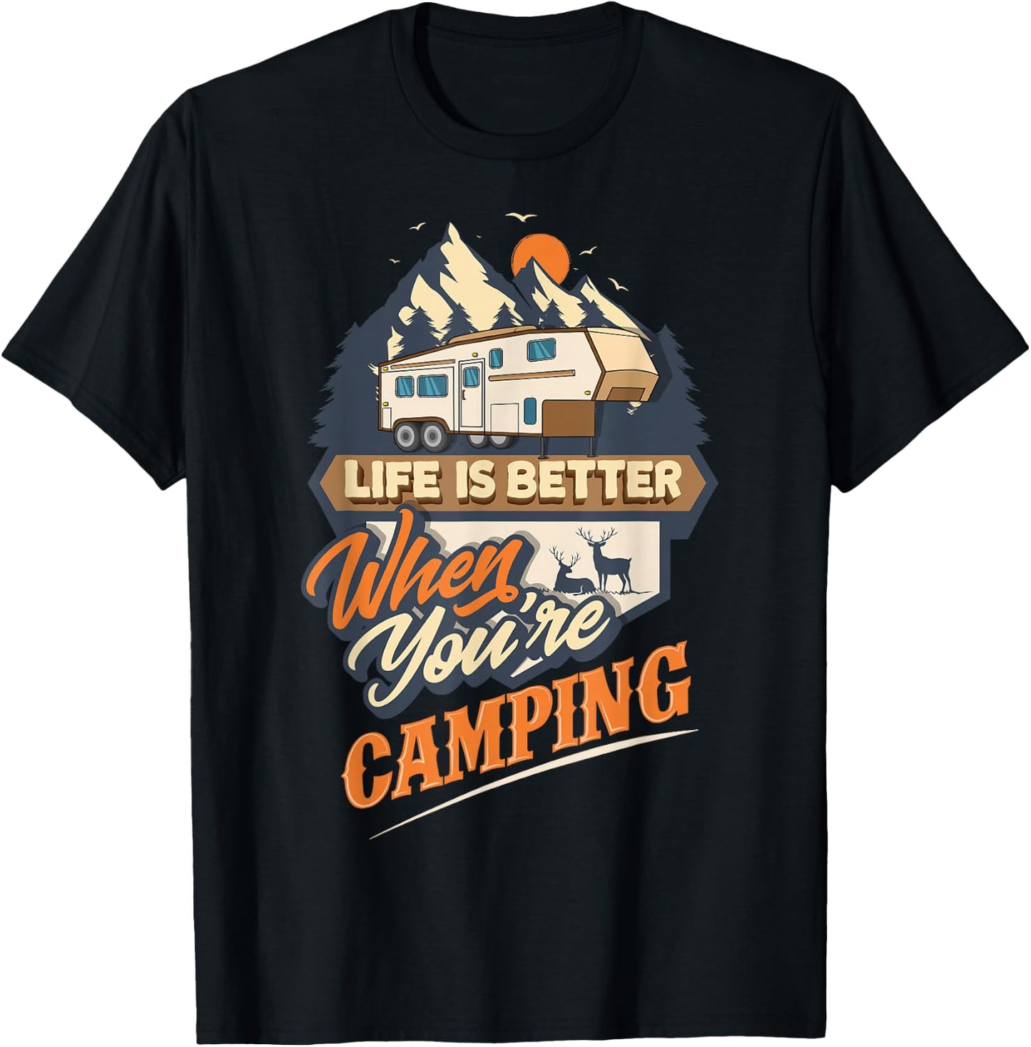 5th Wheel RV Camping T-Shirt - T-Shirt | Black