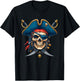 Pirate Skull Halloween Costume Men Women Boys Girls Teens T-Shirt - T-Shirt | Black