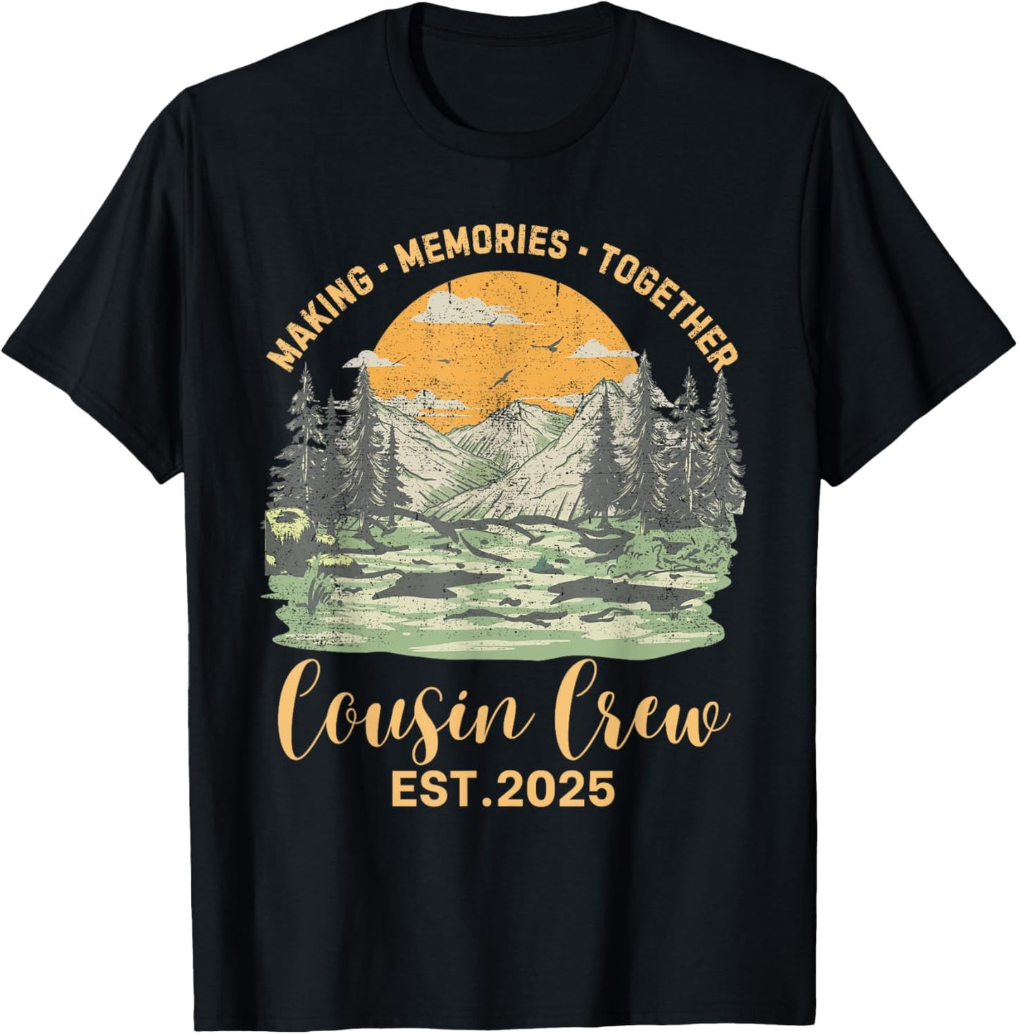 Cousin Crew Est.2025 Family Camping Trip Matching Camp Squad T-Shirt - T-Shirt | Black