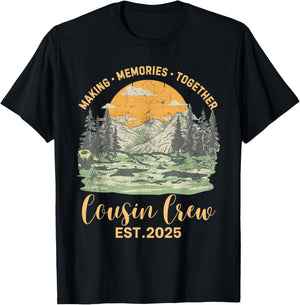 Cousin Crew Est.2025 Family Camping Trip Matching Camp Squad T-Shirt - T-Shirt | Black