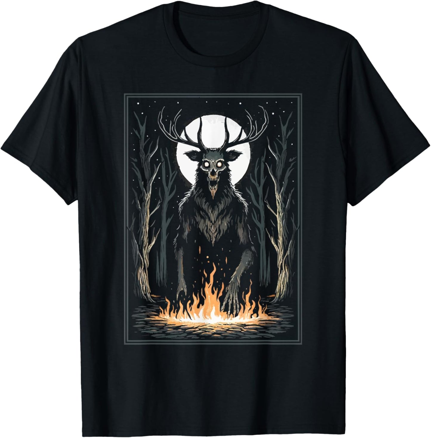 Wendigo Monster Legendary Creature Cryptozoology Cryptid T-Shirt - T-Shirt | Black