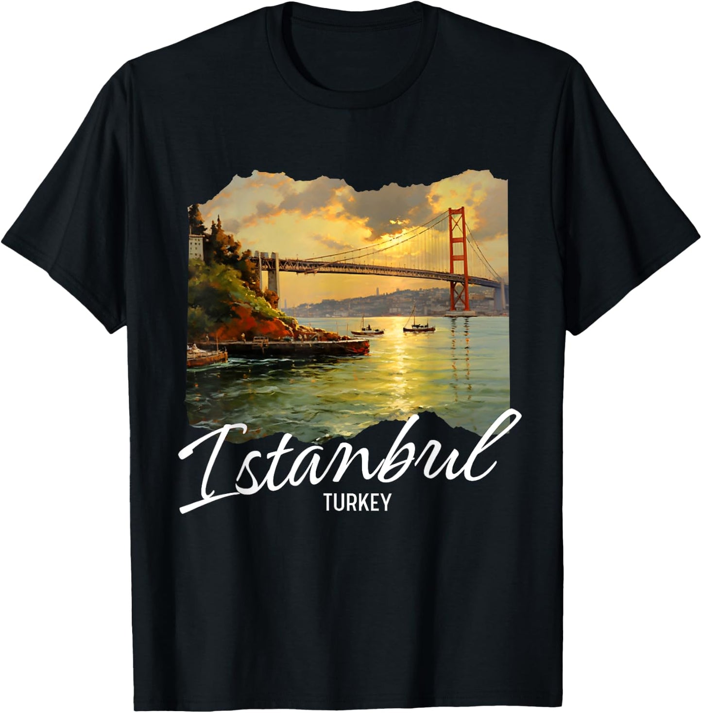 Istanbul Turkey Painting Souvenir T-Shirt - T-Shirt | Black