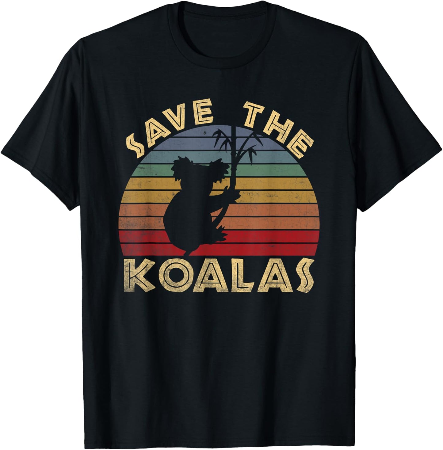 Save the Koalas Vintage Retro Sunset - Koala Lovers Gift T-Shirt - T-Shirt | Black