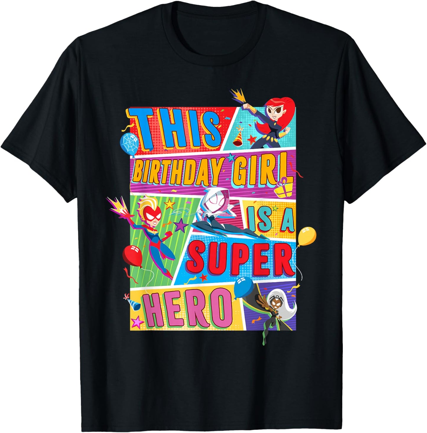 Marvel Avengers This Birthday Girl Is A Super Hero T-Shirt - T-Shirt | Black