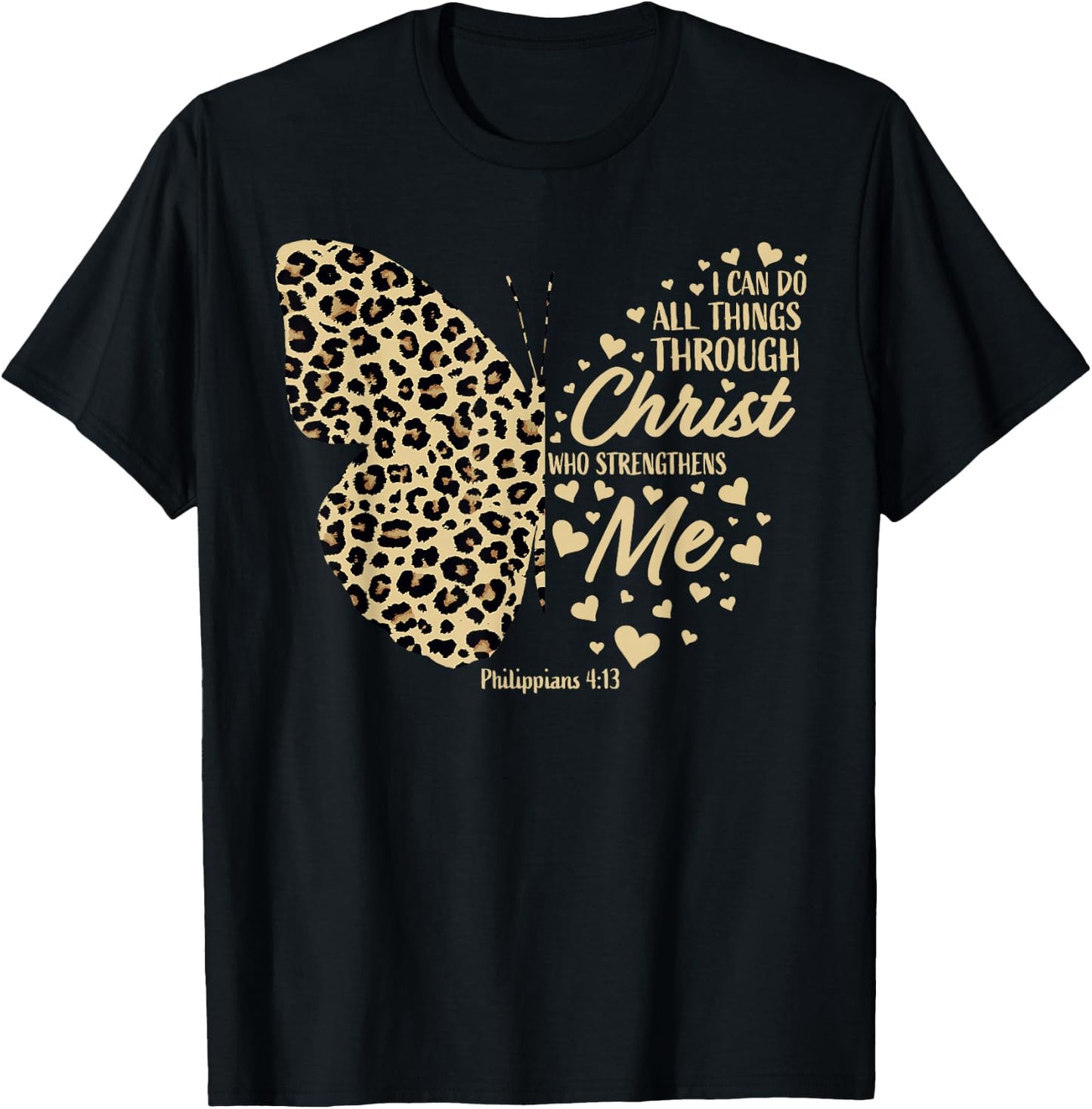Christian Bible Verse Butterfly Cheetah Mom Women Teen Girls T-Shirt - T-Shirt | Black