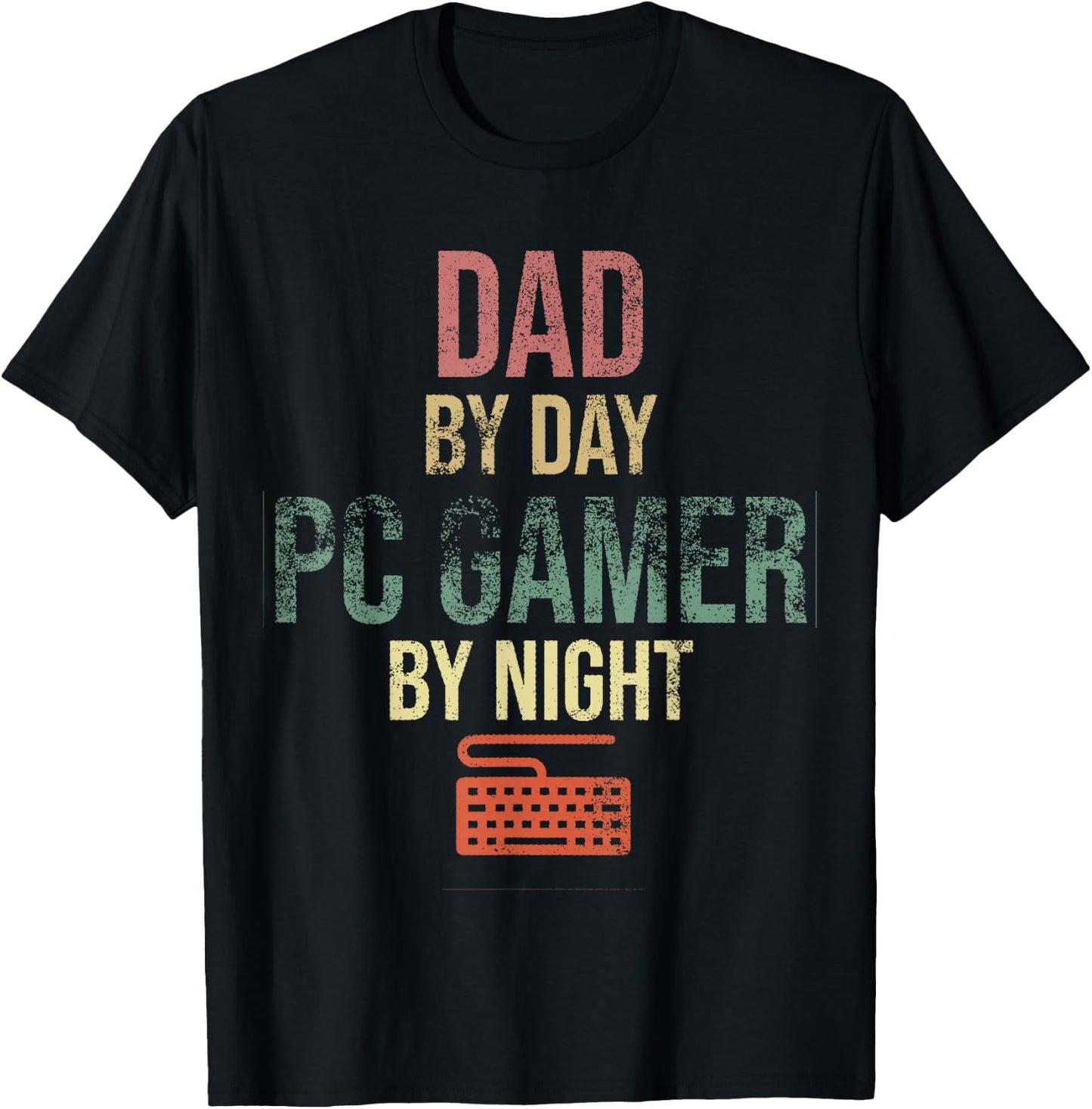 Dad by Day PC Gamer by Night - Gift Gaming Dads T-Shirt - T-Shirt | Black