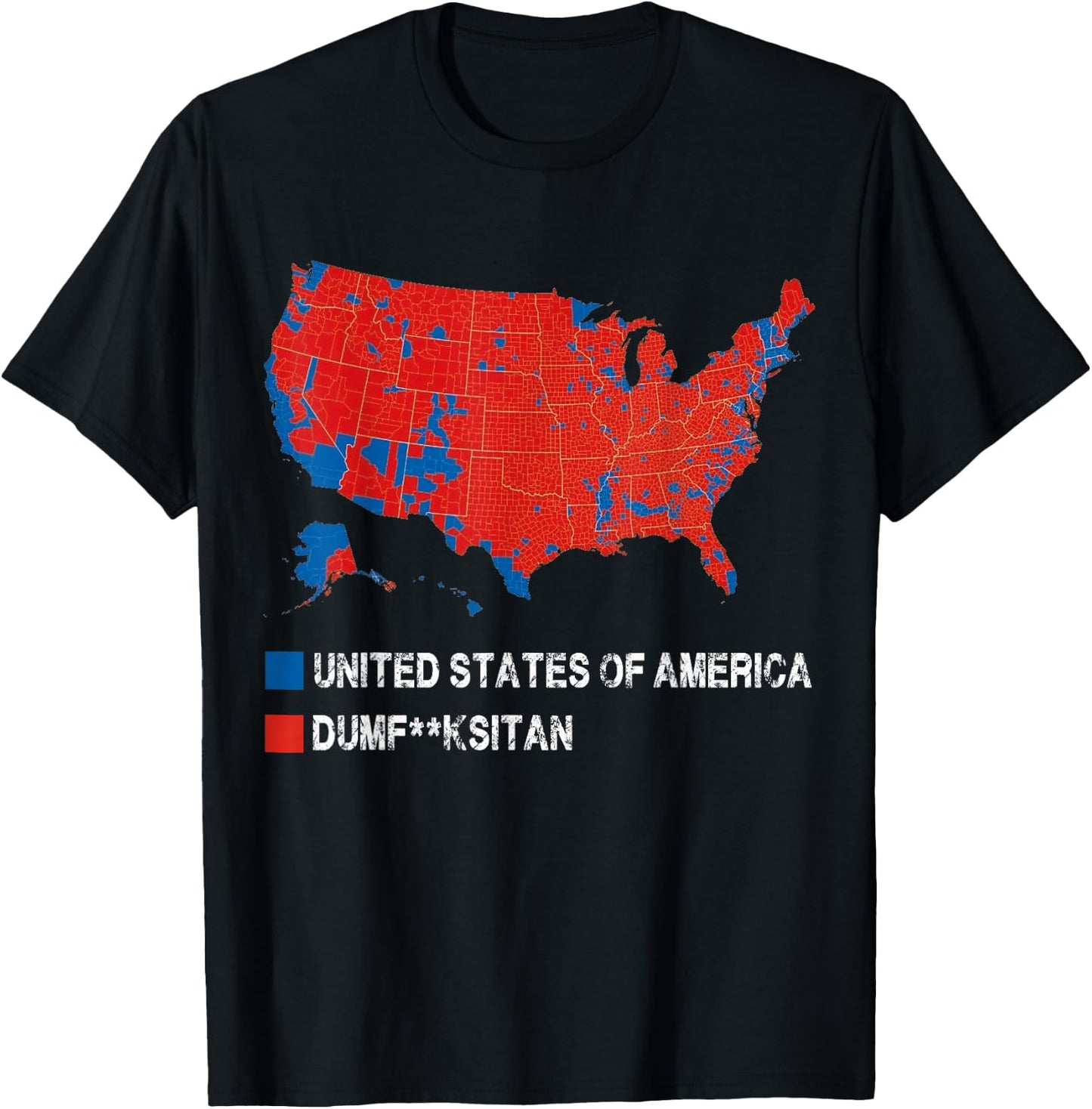 Election Map United States of America Dumbfuckistan Funny T-Shirt - T-Shirt | Black