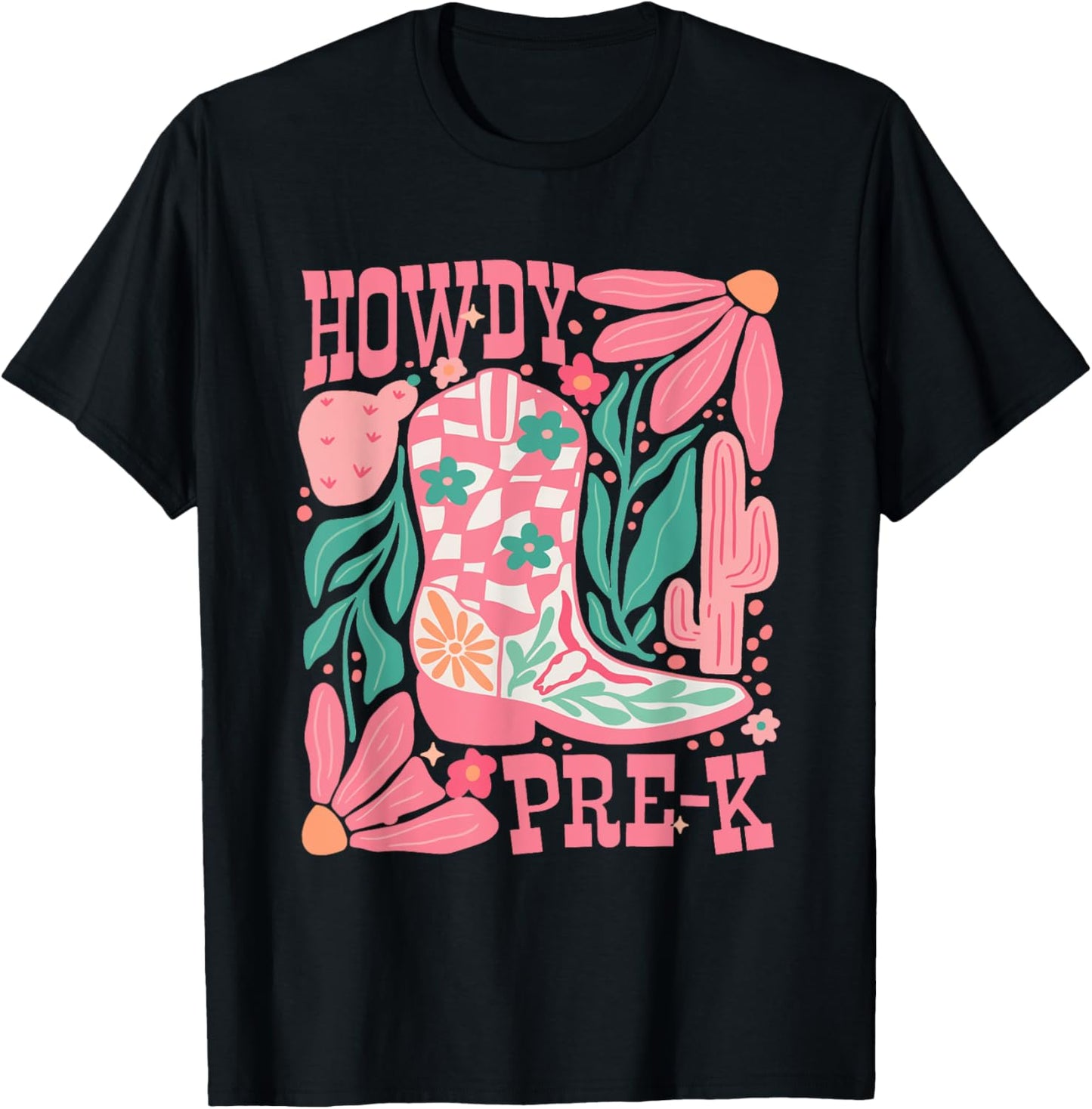 Howdy Prek Teacher Western Pre-K Grade Team Cowboy Cowgirl T-Shirt - T-Shirt | Black