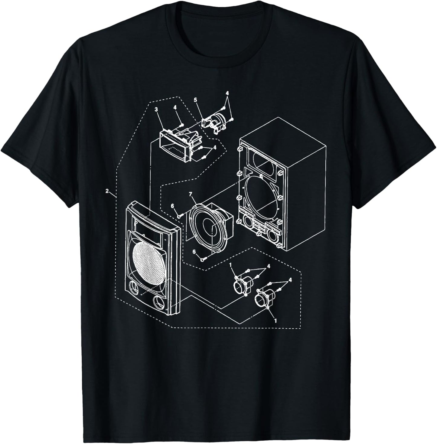 Vintage Blueprint - Speaker Audio Loudspeaker Retro Chart T-Shirt - T-Shirt | Black