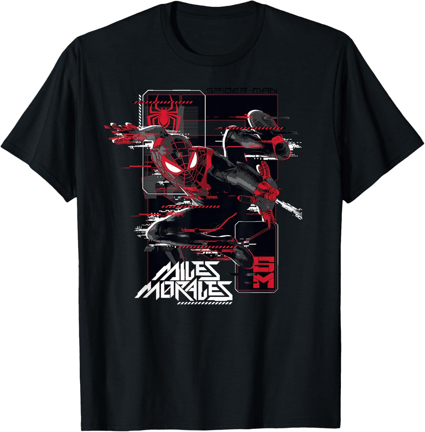 Marvel Spider-Man: Miles Morales Action Shot Glitch T-Shirt - T-Shirt | Black