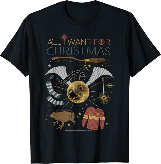 Harry Potter Christmas All I Want For Christmas Accessories T-Shirt - T-Shirt | Black