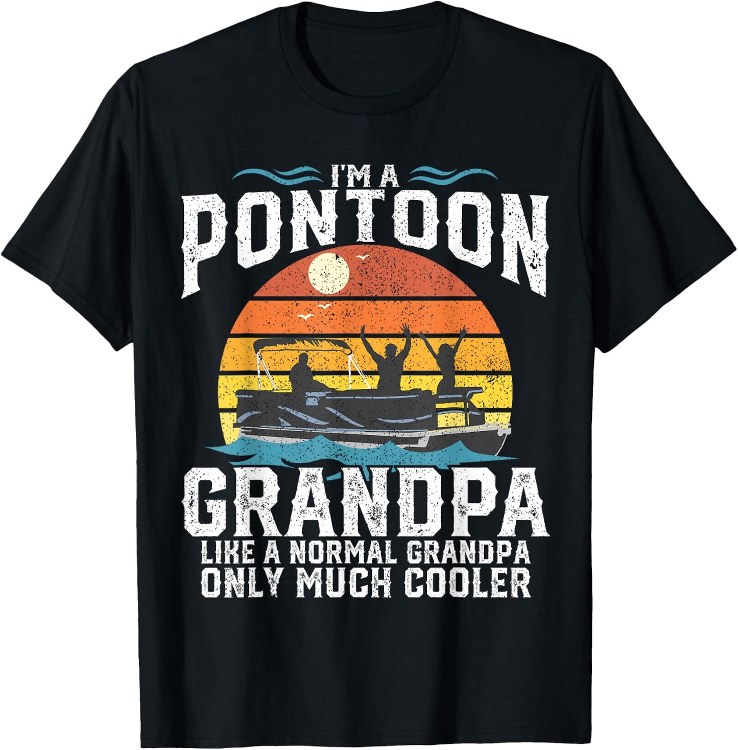 Pontoon Grandpa Captain Retro Funny Boating Fathers Day Gift T-Shirt - T-Shirt | Black