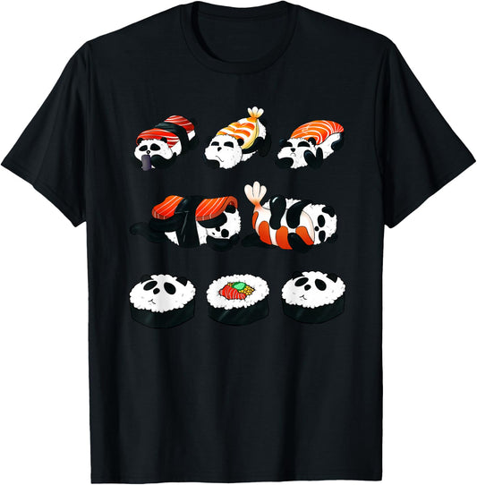 Panda Sushi Hug Animal Maki Lover Funny Cute Food Gift T-Shirt - T-Shirt | Black