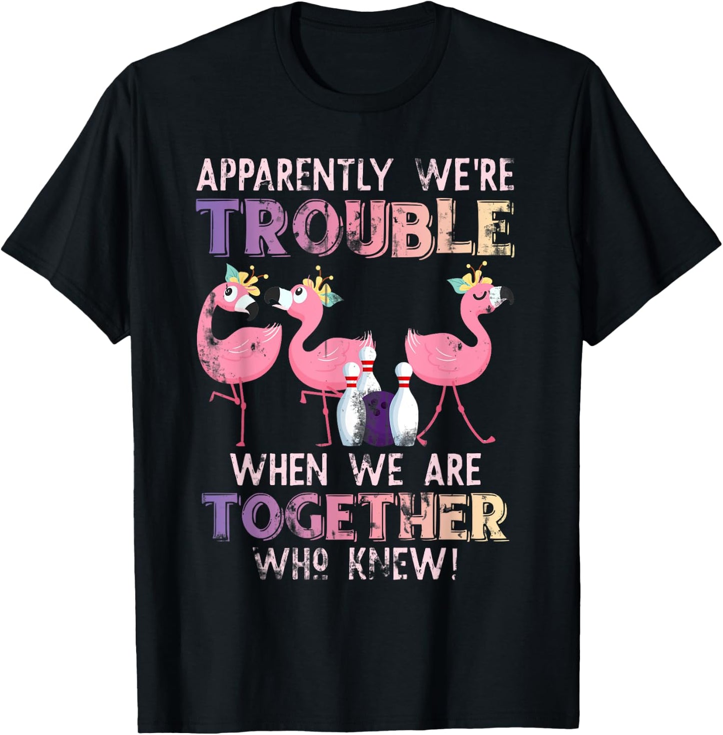 Funny Bowling Flamingo T-Shirt - T-Shirt | Black