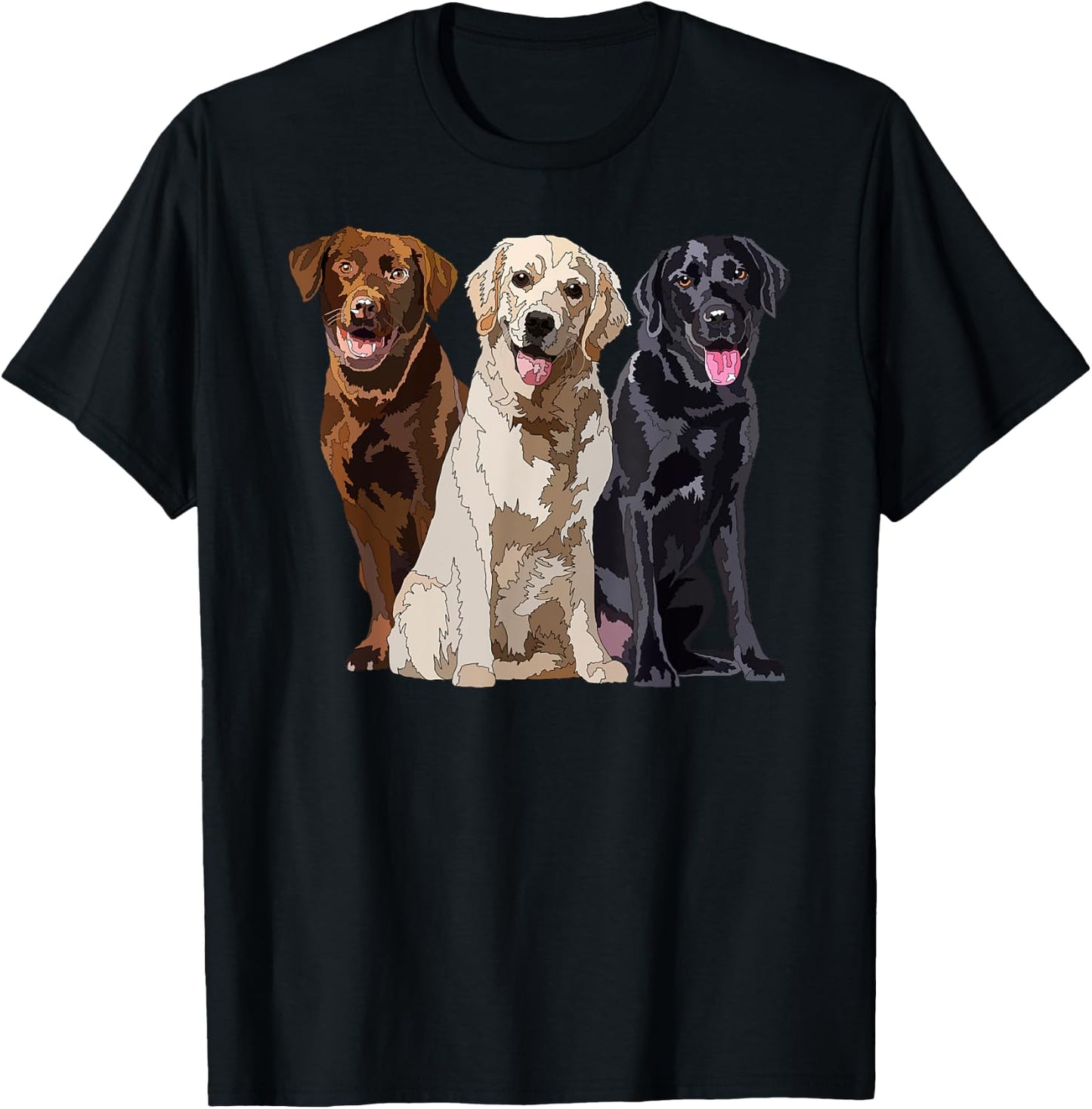 Happy Labrador Retriever Golden Black Brown Chocolate Lab T-Shirt - T-Shirt | Black