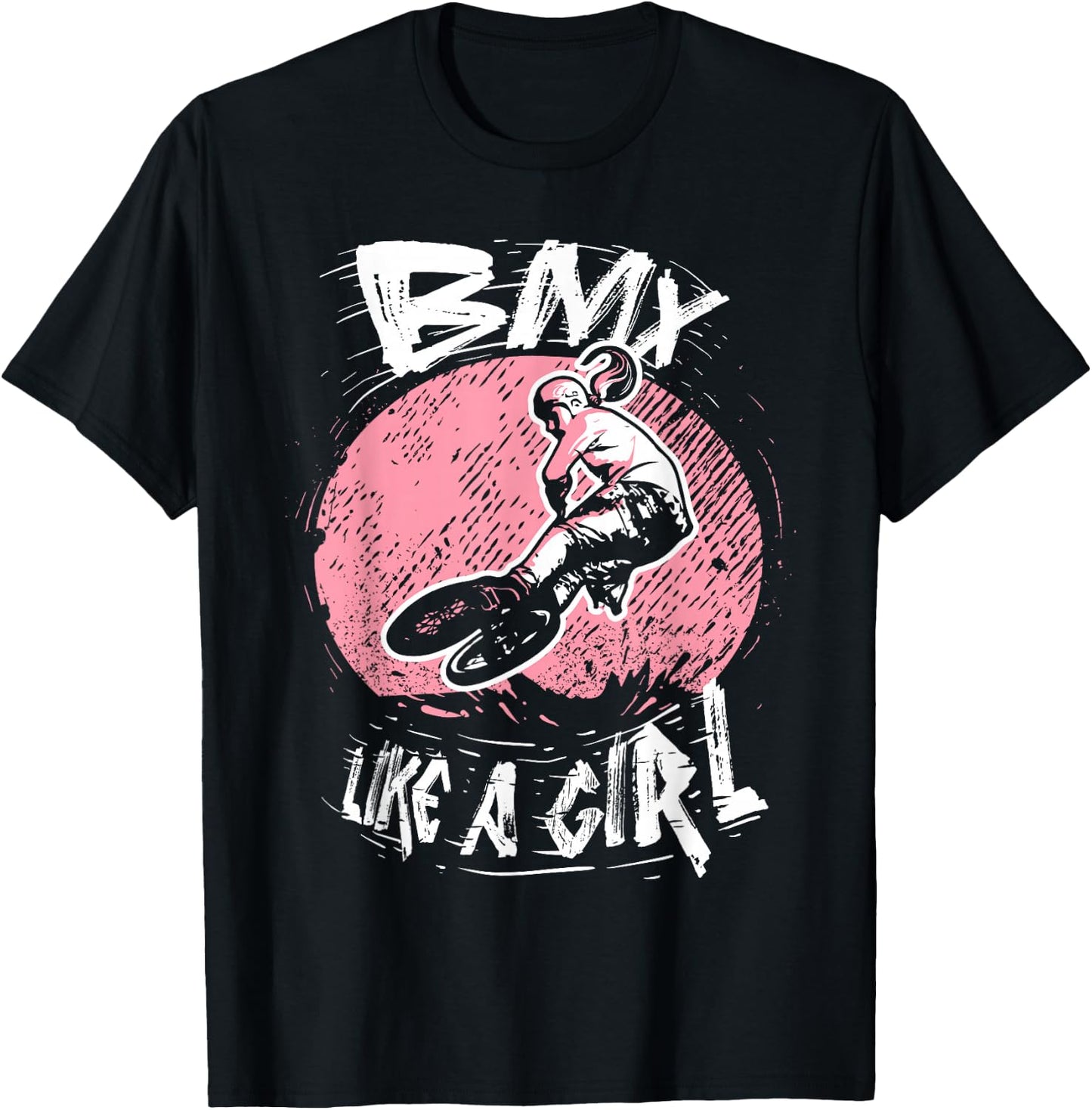 BMX Like A Girl BMX Biking Girl Bicycle BMX Rider Black Small T-Shirt - T-Shirt | Black