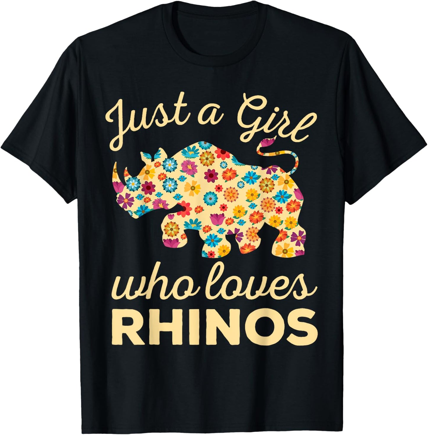 Just A Girl Who Loves Rhinos Rhinoceros Horn Safari Wildlife T-Shirt - T-Shirt | Black