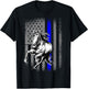 Mounted Patrol Police Horse American Flag T-Shirt - T-Shirt | Black