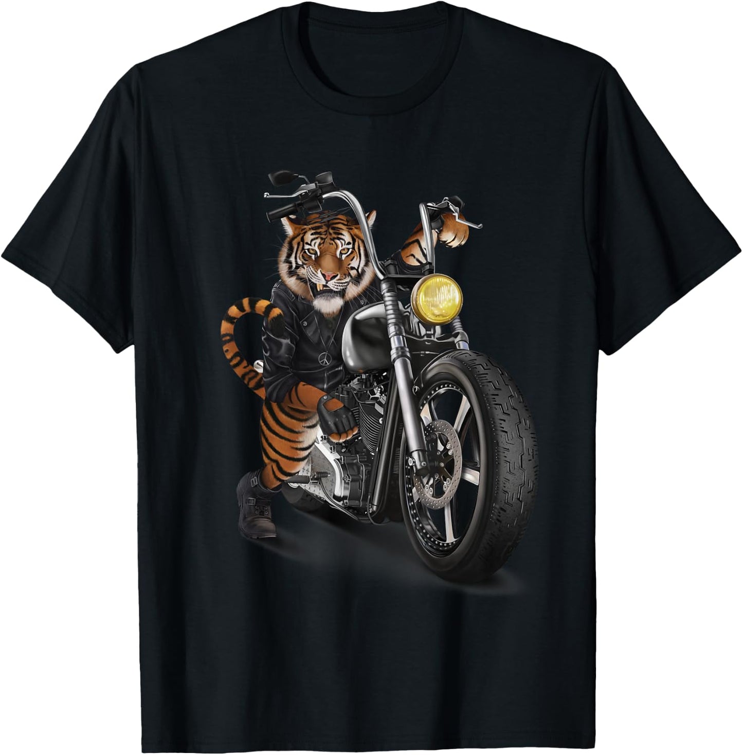 Fox Republic Design -Adults & Kids Tiger Print - Black, Small T-Shirt - T-Shirt | Black