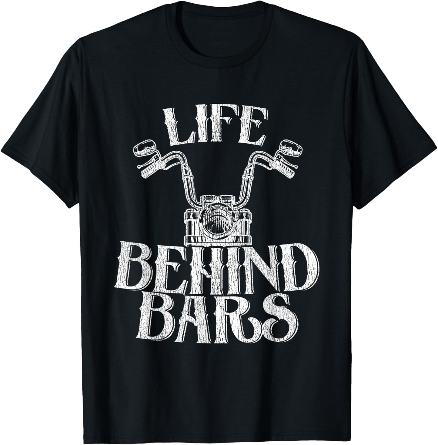 Shiney Side Up Kleidung von DBA.dezines Funny Life Behind Grids Distressed Motorcycle - Black, Small T-Shirt - T-Shirt | Black