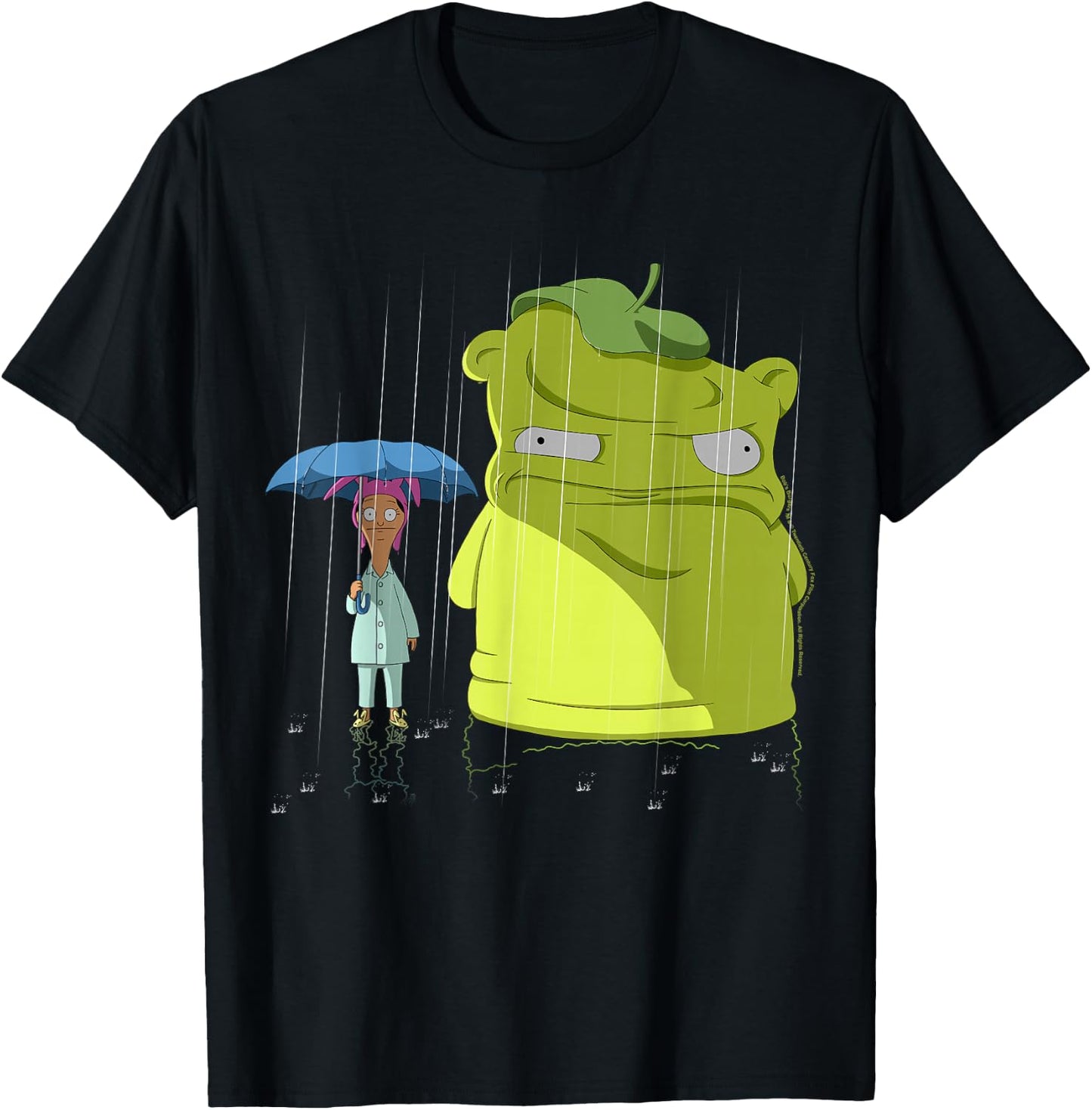 Bob's Burgers Louise & Kuchi Kopi Rain Portrait T-Shirt - T-Shirt | Black
