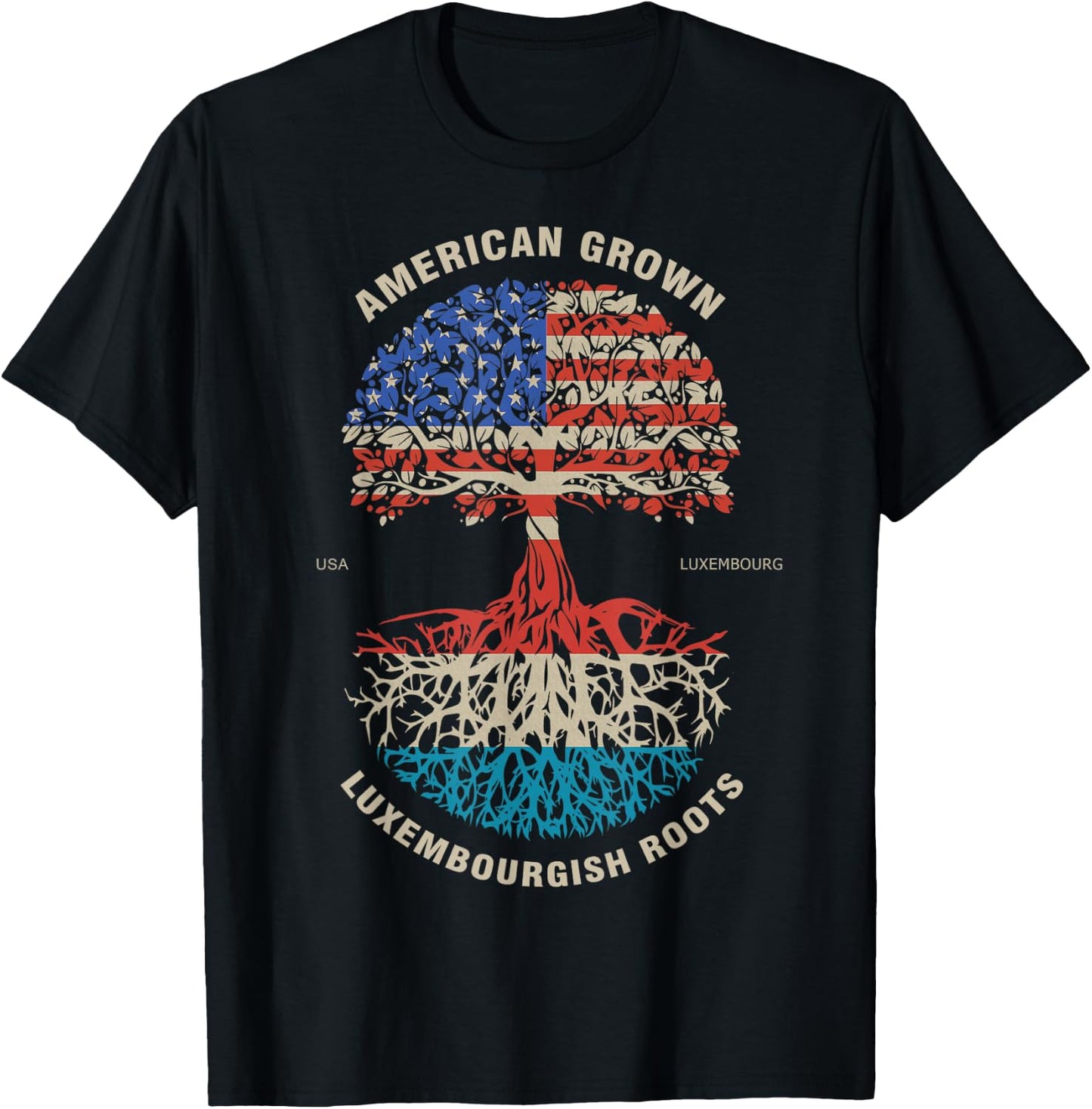 American Grown Luxembourgish Roots Luxembourg Flag T-Shirt - T-Shirt | Black
