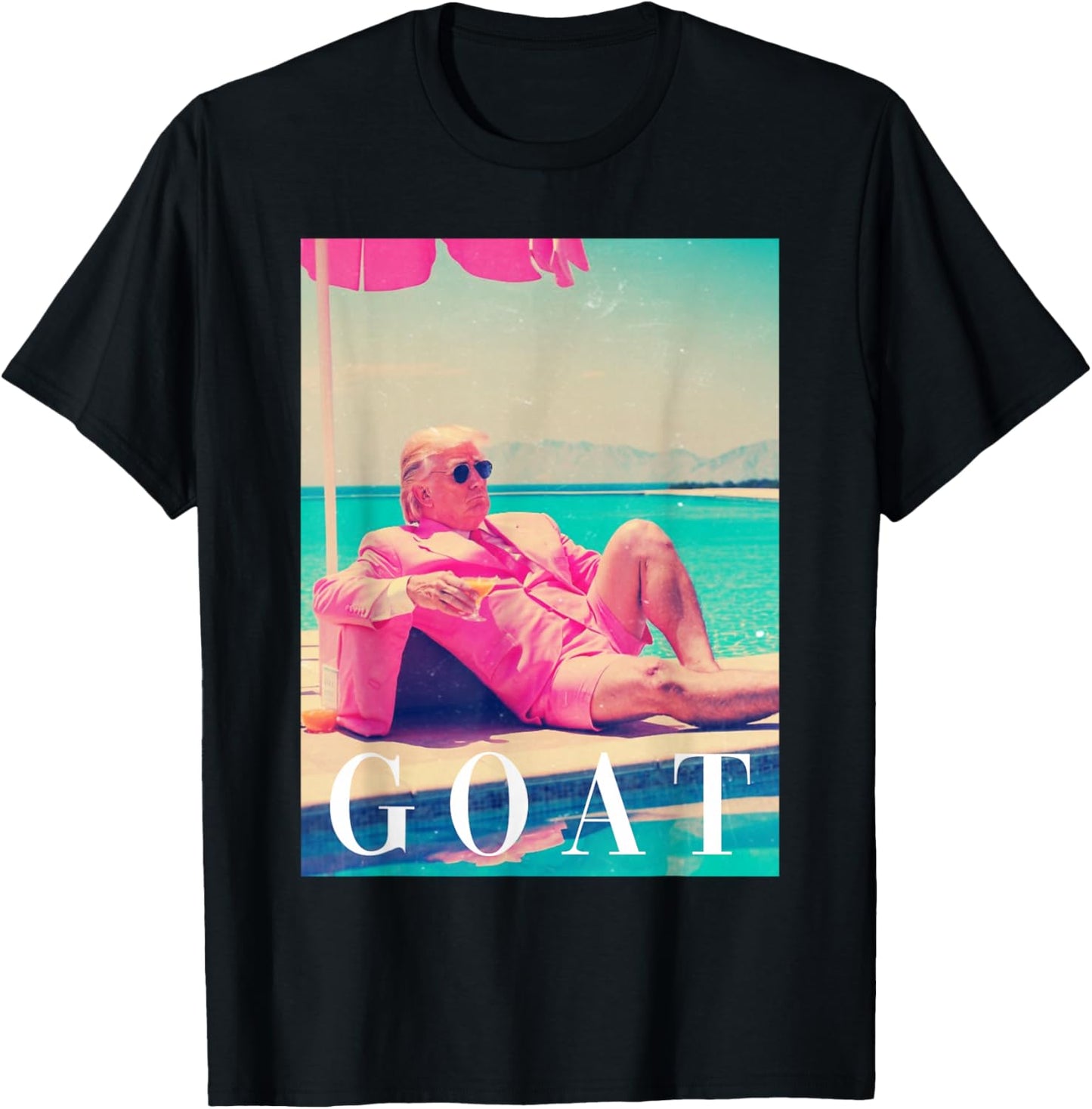 Trump GOAT Shirt Summer 2024 Retro Funny Pink Donald Trump T-Shirt - T-Shirt | Black