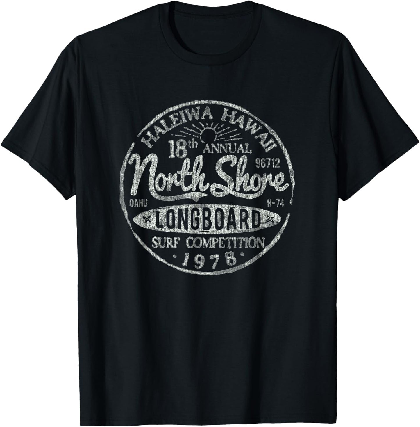 Long Board North Shore Surf Vintage Hawaii Beach T-Shirt - T-Shirt | Black
