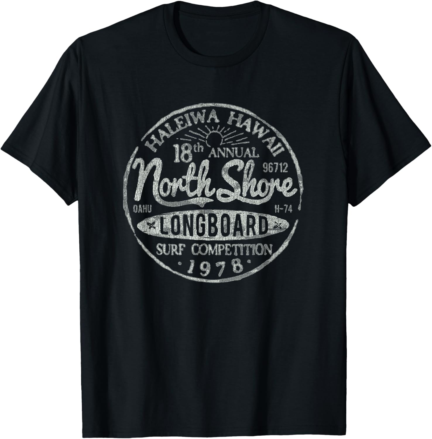 Long Board North Shore Surf Vintage Hawaii Beach T-Shirt - T-Shirt | Black