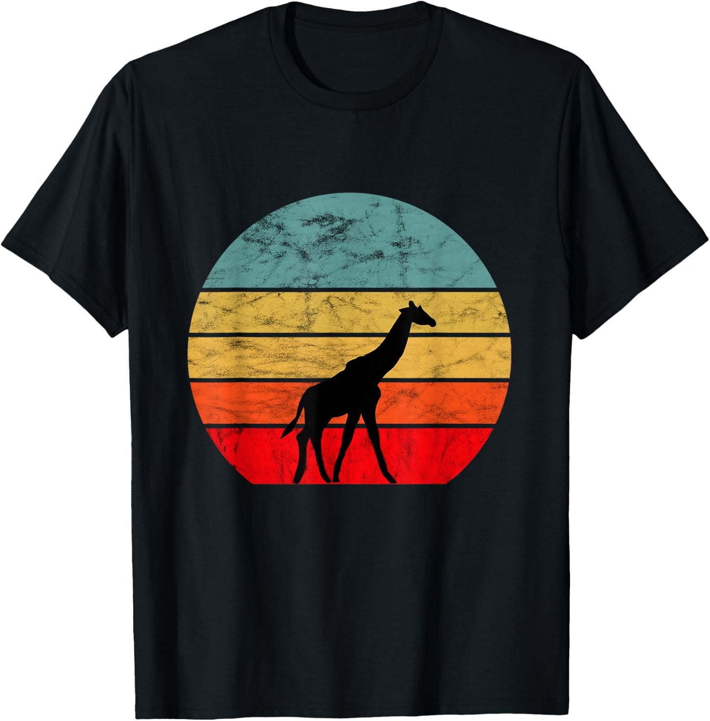 Giraffe Retro Vintage Sunset African Animals T-Shirt - T-Shirt | Black