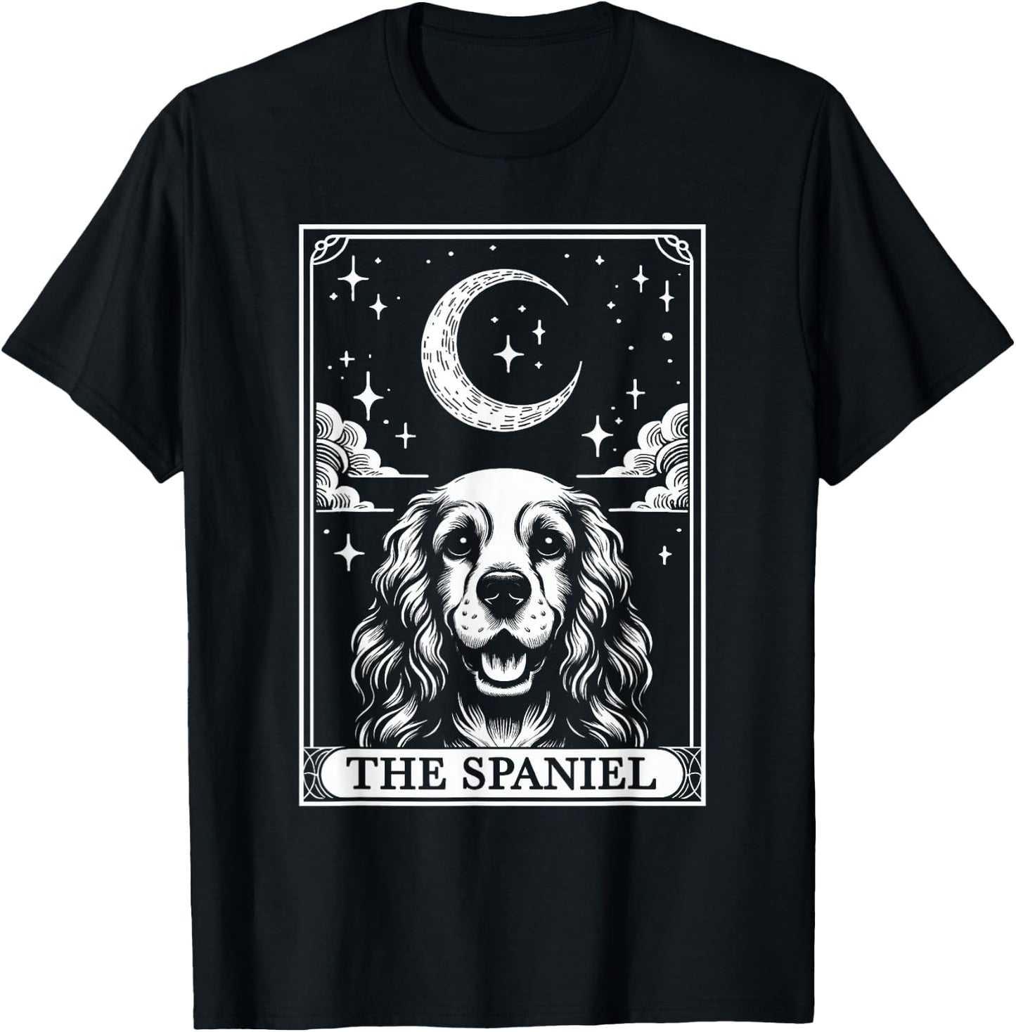 Tarot Card Vintage Crescent Moon American Cocker Spaniel T-Shirt - T-Shirt | Black