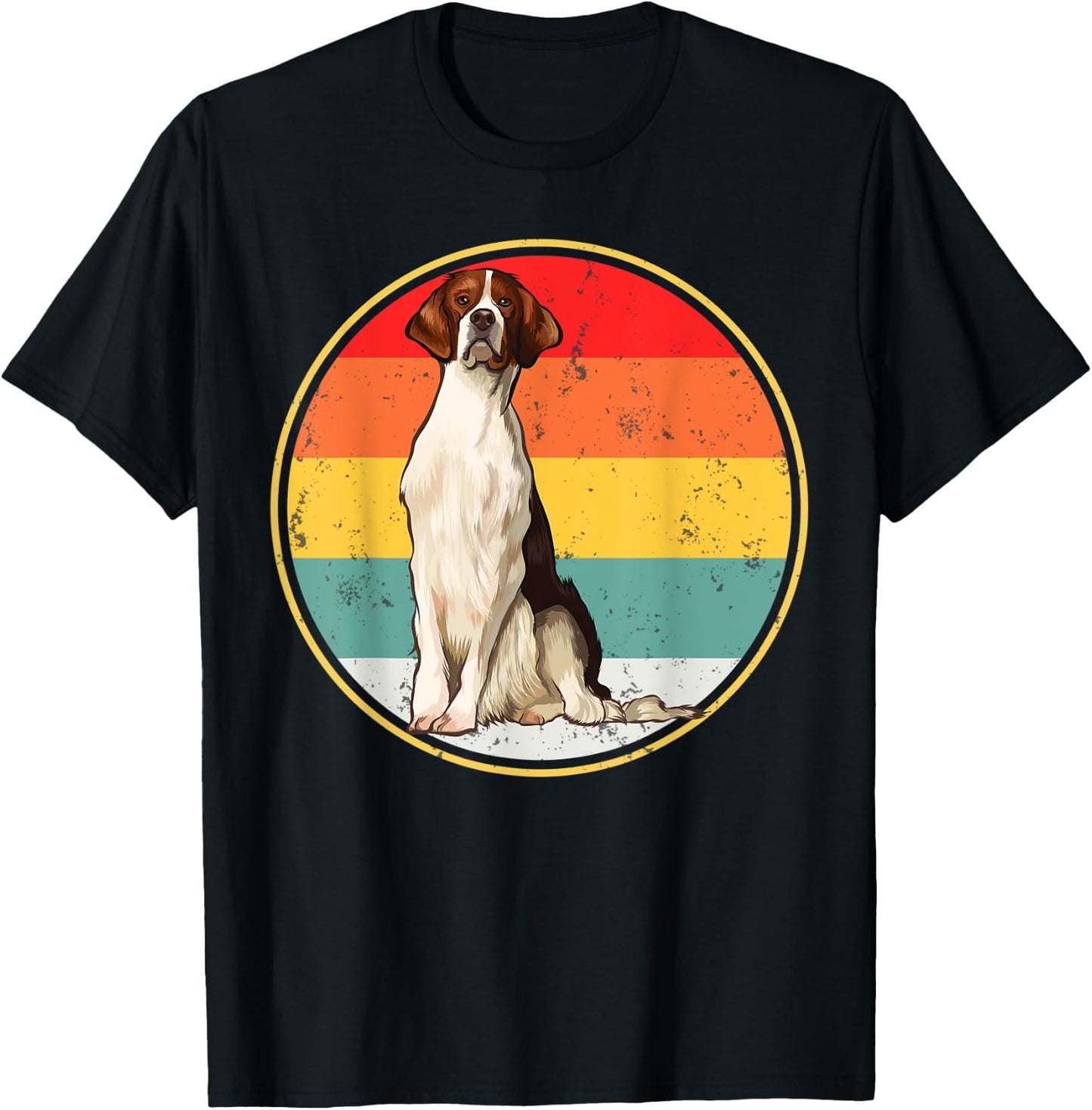 Vintage Retro Sunset Irish Red and White Setter Dog Women T-Shirt - T-Shirt | Black