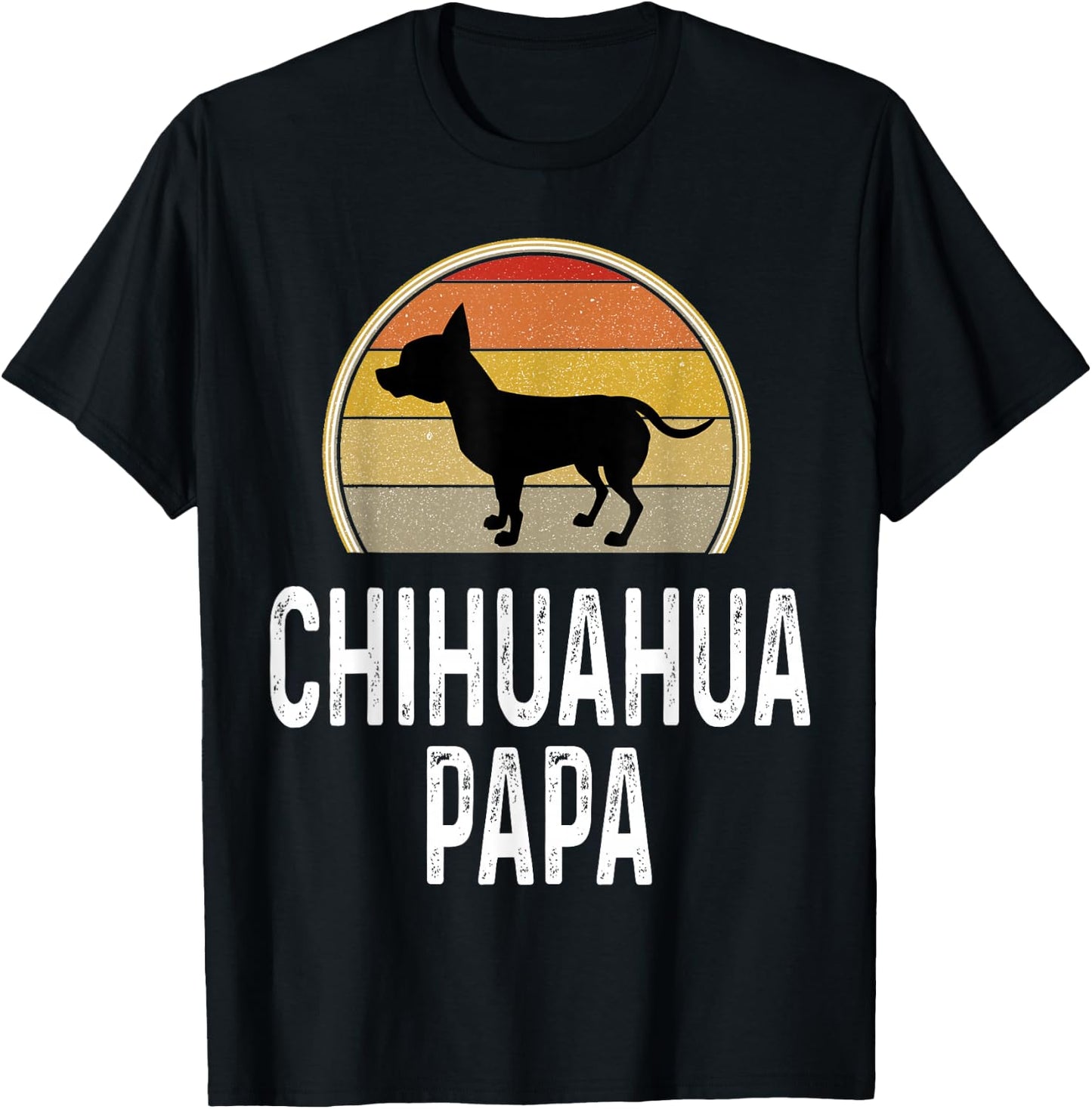 Funny Chihuahua Papa Grandpa Dad Lover Dog Owner Retro T-Shirt - T-Shirt | Black