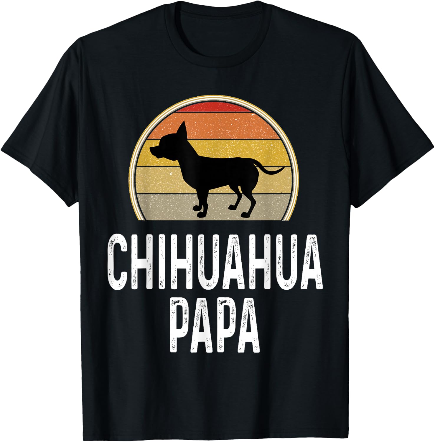 Funny Chihuahua Papa Grandpa Dad Lover Dog Owner Retro T-Shirt - T-Shirt | Black