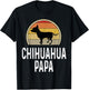 Funny Chihuahua Papa Grandpa Dad Lover Dog Owner Retro T-Shirt - T-Shirt | Black