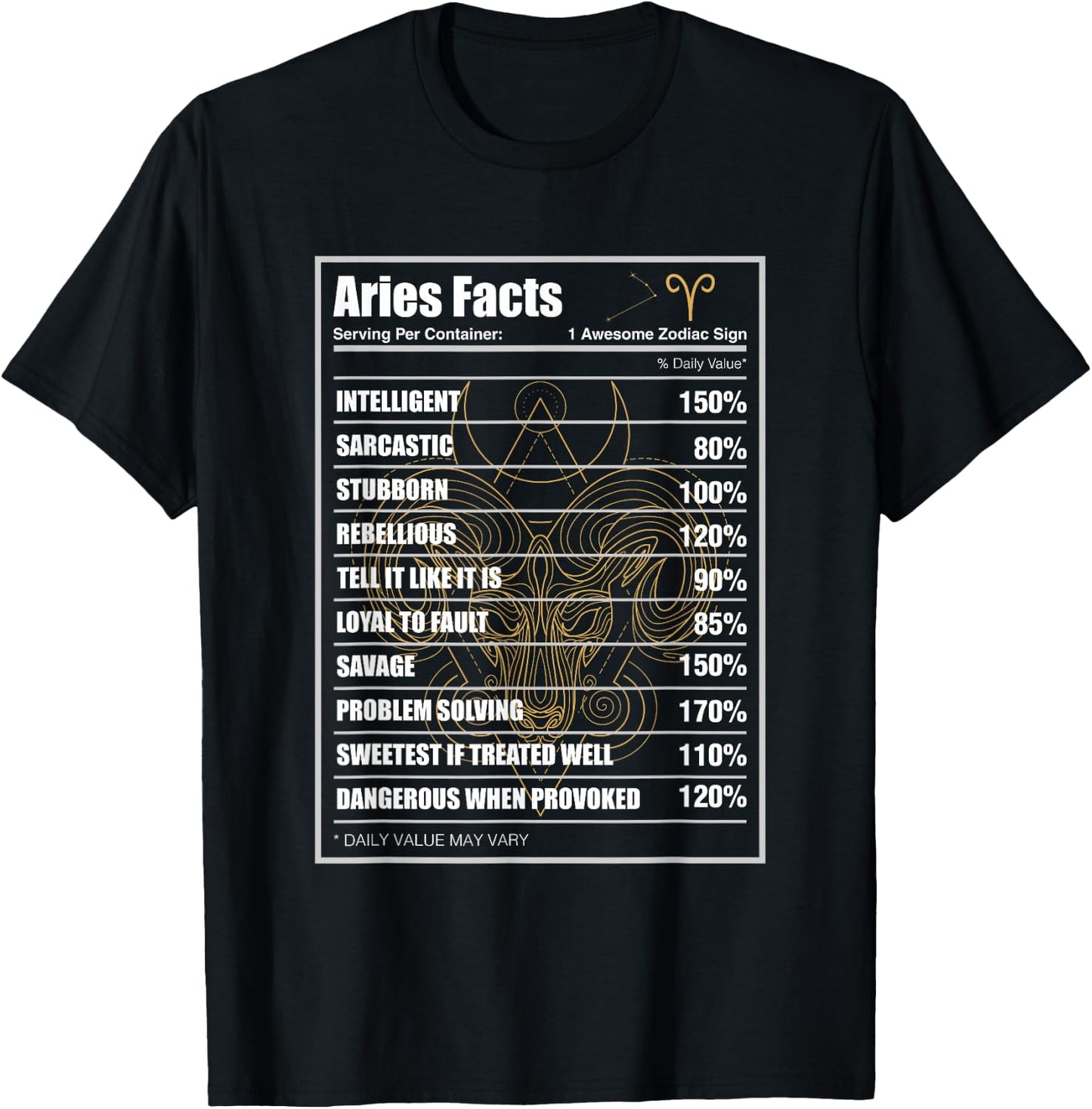 Aries Facts Zodiac Sign T-Shirt - T-Shirt | Black