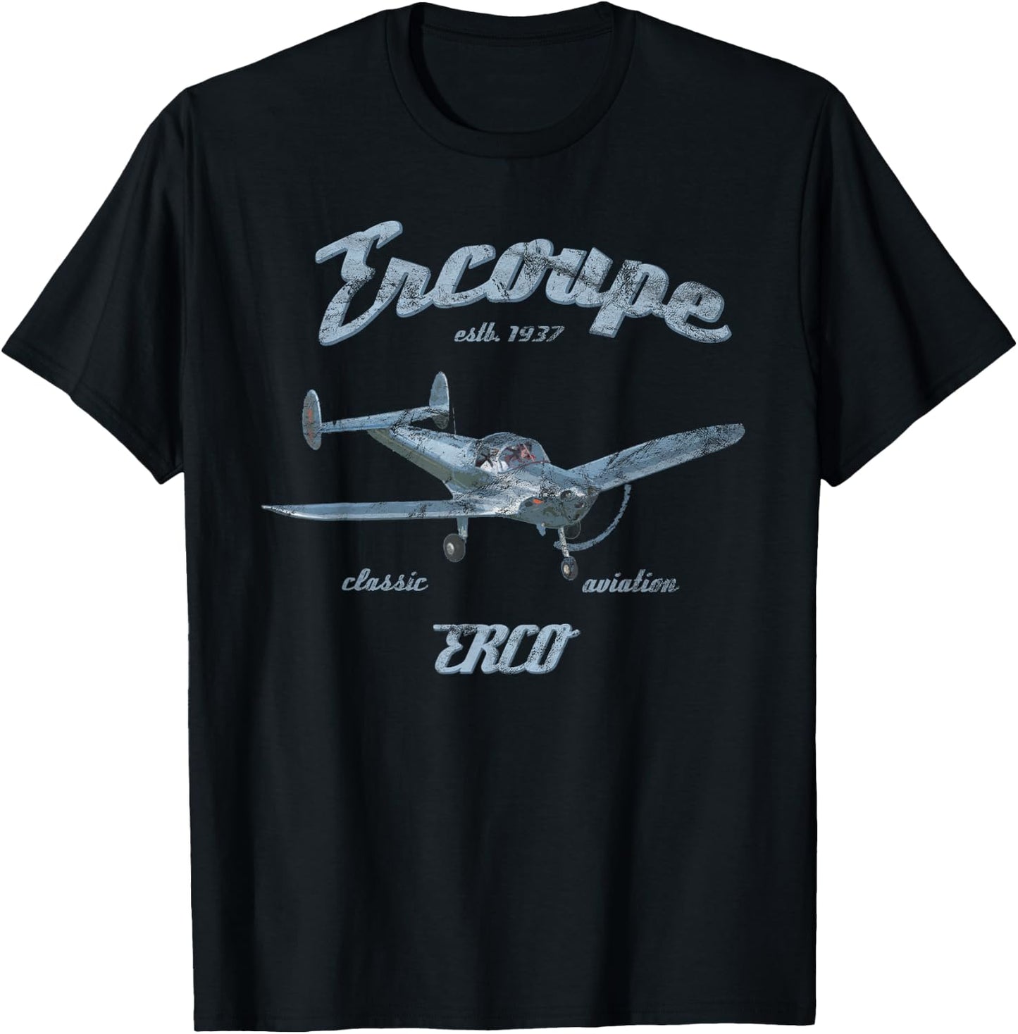 Ercoupe Airplane Classic Aviation Pilot Vintage T-Shirt - T-Shirt | Black
