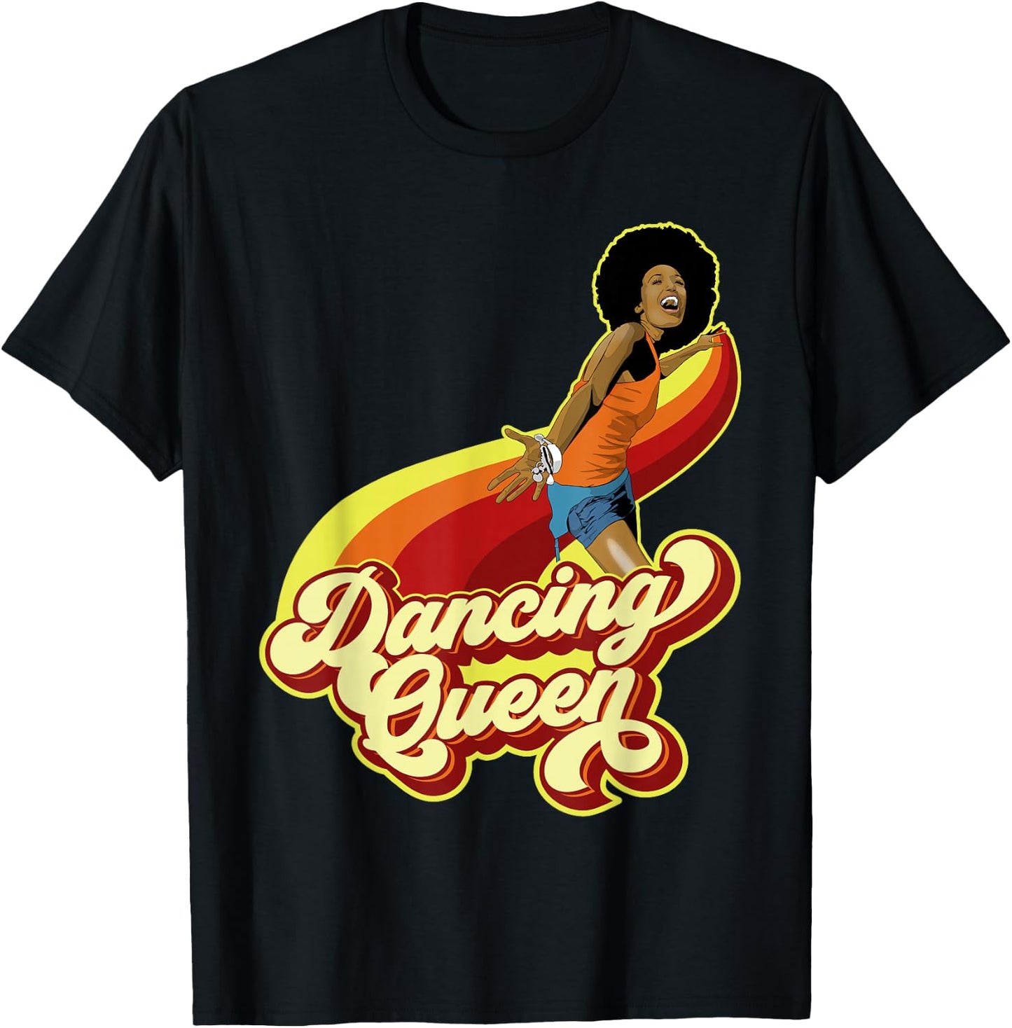 70s Dancing Afro Funk Queen T-Shirt - T-Shirt | Black