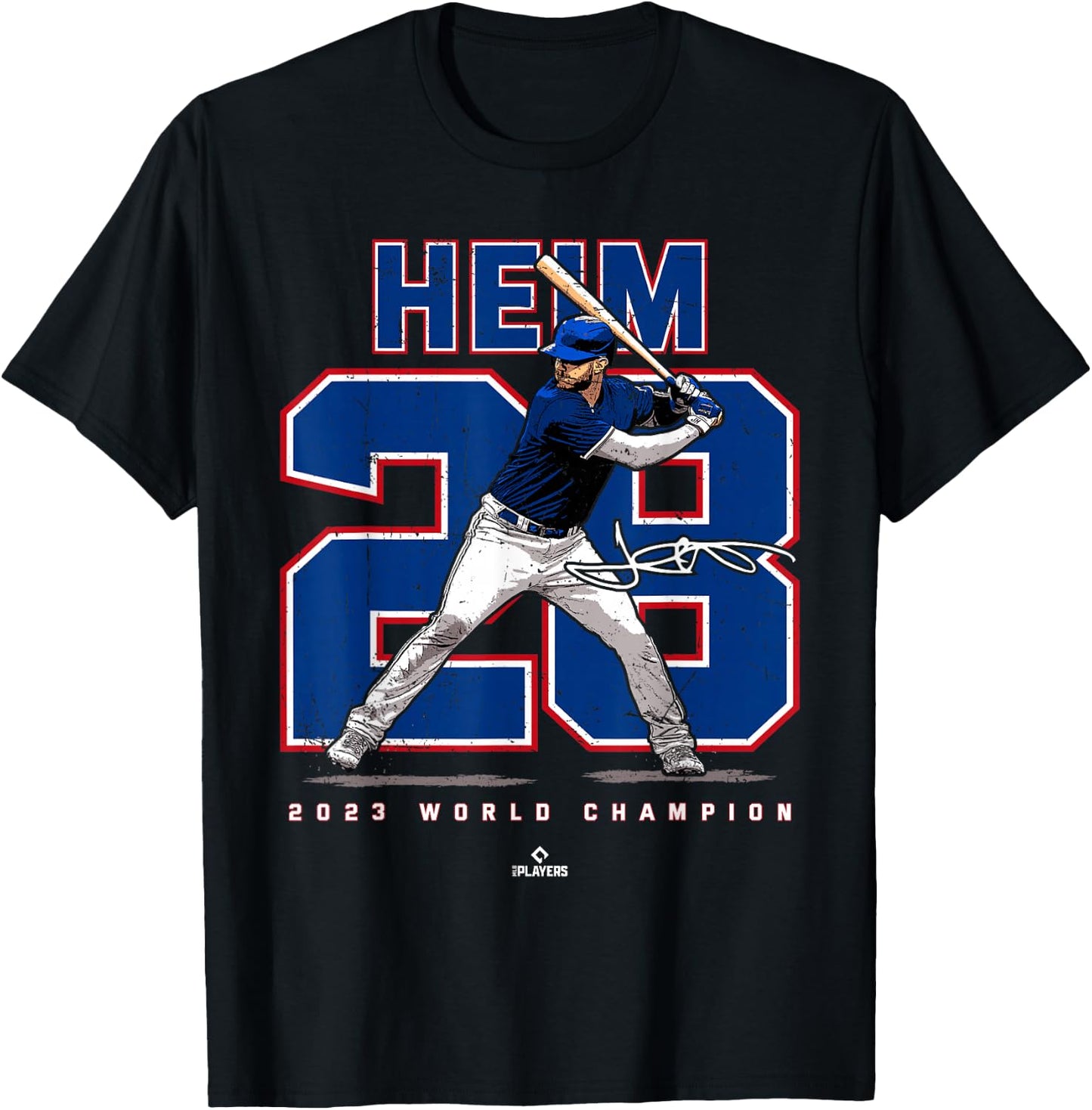 Player Number 2023 World Champion Jonah Heim Texas MLBPA T-Shirt - T-Shirt | Black