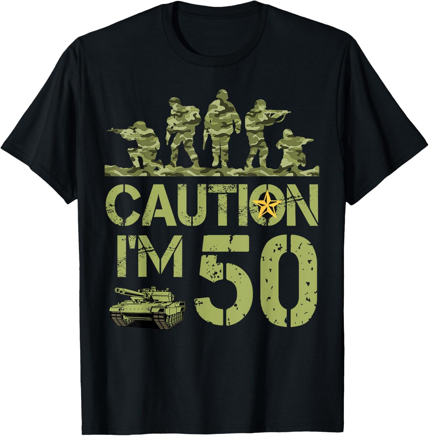 50th Birthday Military I'm 50 Year Old Soldier Camo Birthday T-Shirt - T-Shirt | Black
