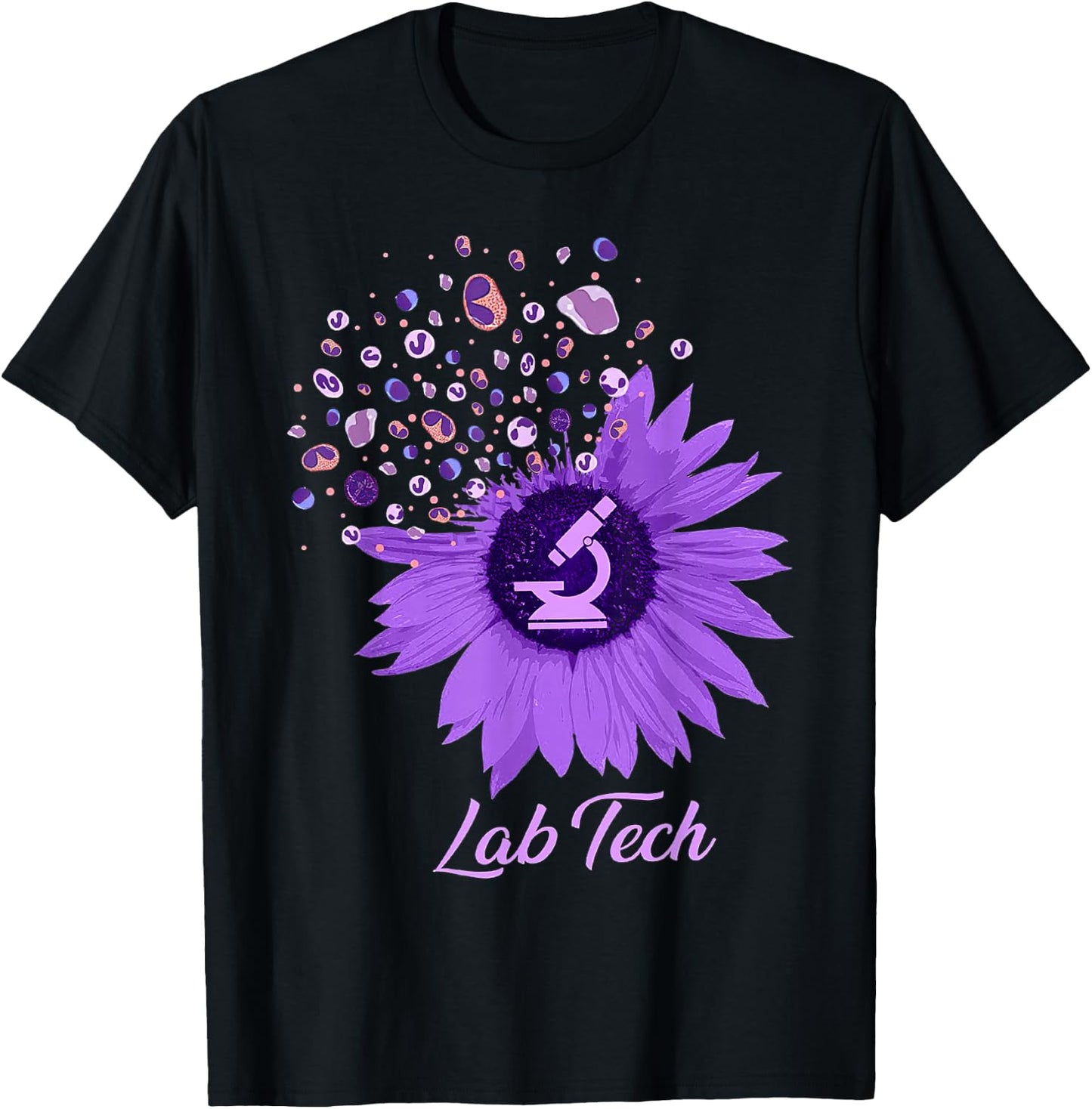 Lab Tech SunFlower Med Tech Funny Medical Technician Lab T-Shirt - T-Shirt | Black