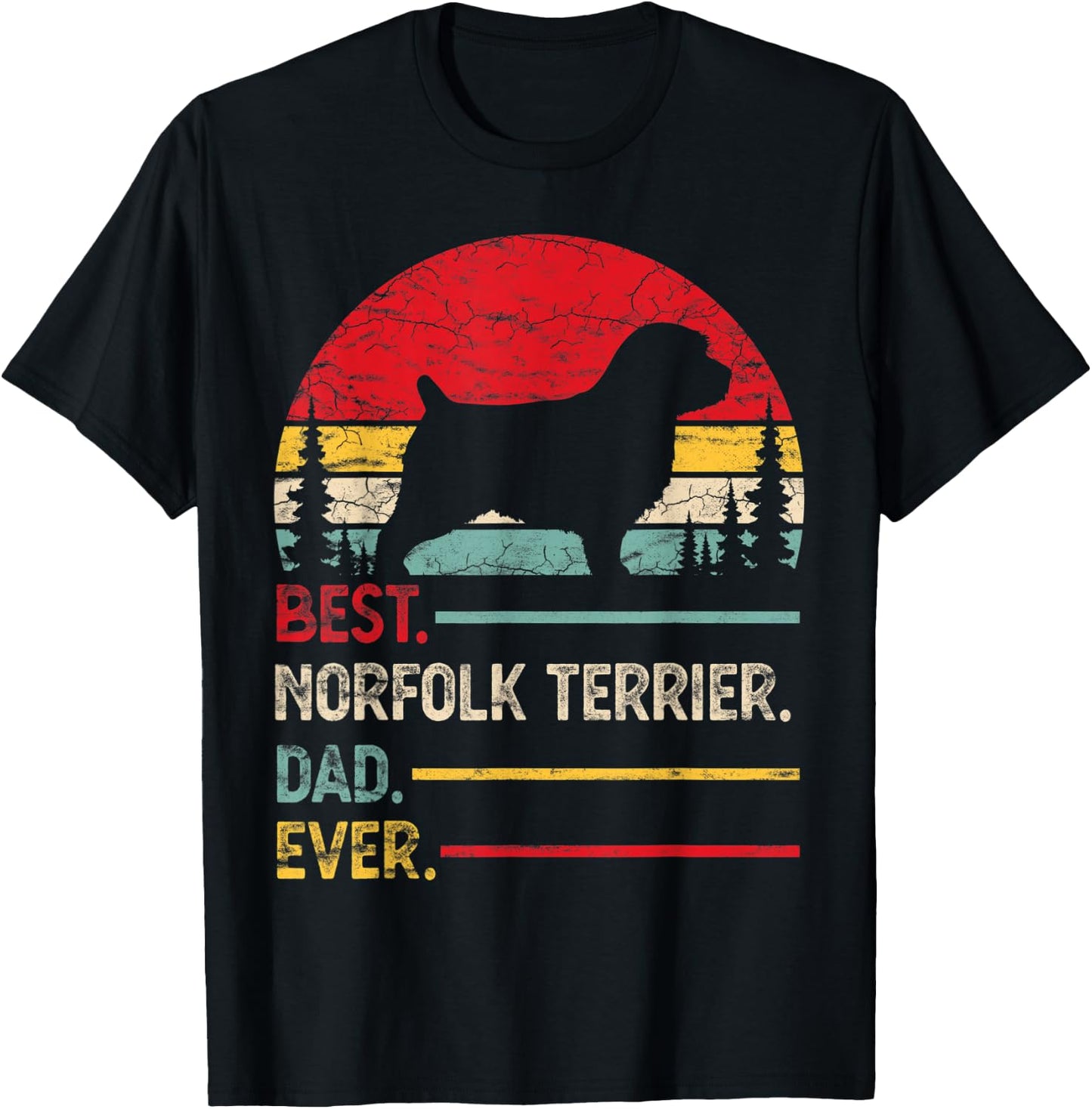 Norfolk Terrier Best Dad Ever Gift Dog Vintage Retro Men T-Shirt - T-Shirt | Black