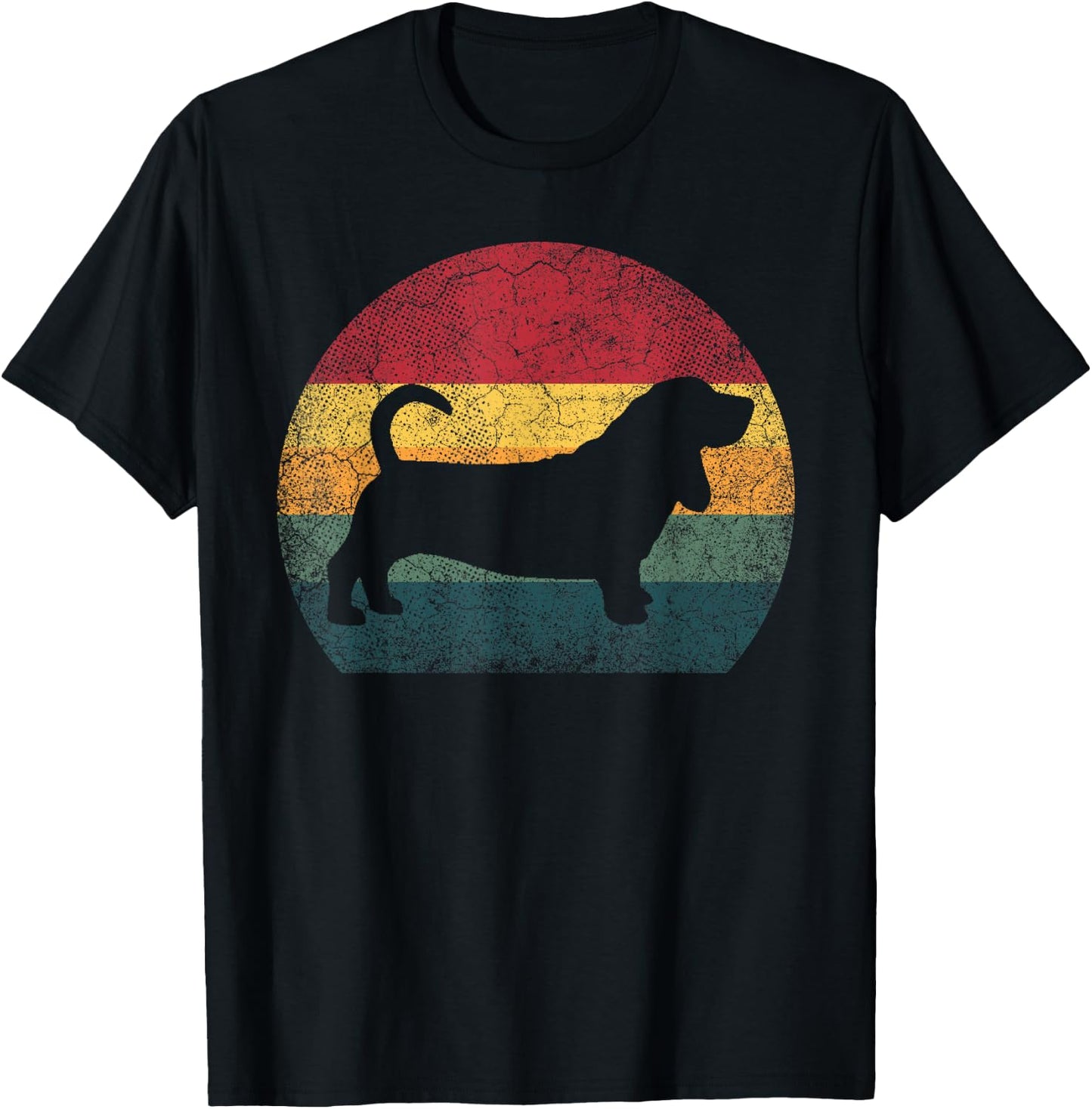Basset Hound Dog Vintage Distressed Retro Style Men Women T-Shirt - T-Shirt | Black