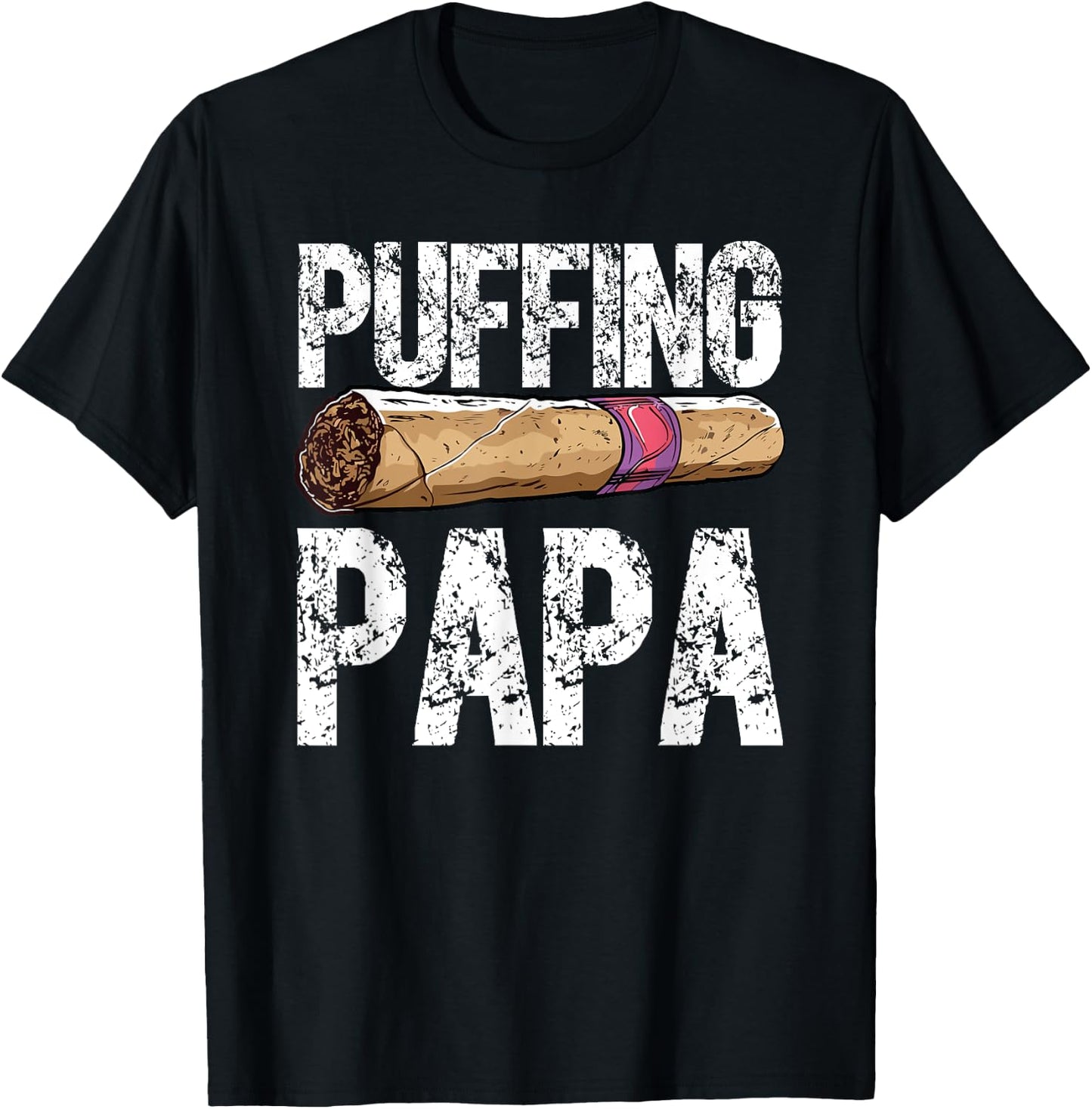 Cigar Dad Cigarette Smoker Daddy Smoking Papa Fathers Day T-Shirt - T-Shirt | Black