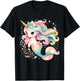Unicorn Mermaid Birthday Party Girl Mermicorn T-Shirt - T-Shirt | Black