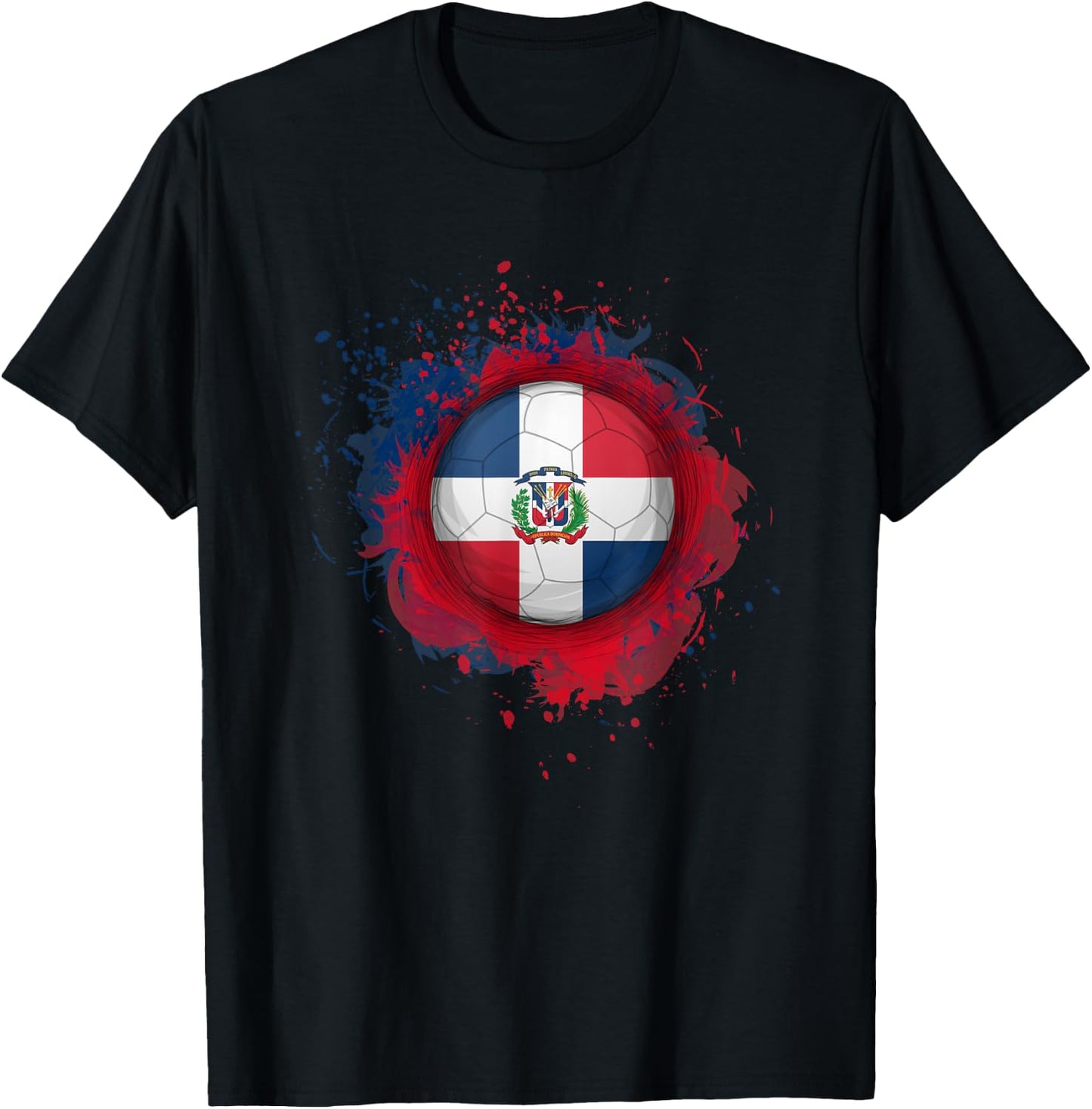 Proud Heritage Dominican Republic Flag Soccer Ball T-Shirt - T-Shirt | Black