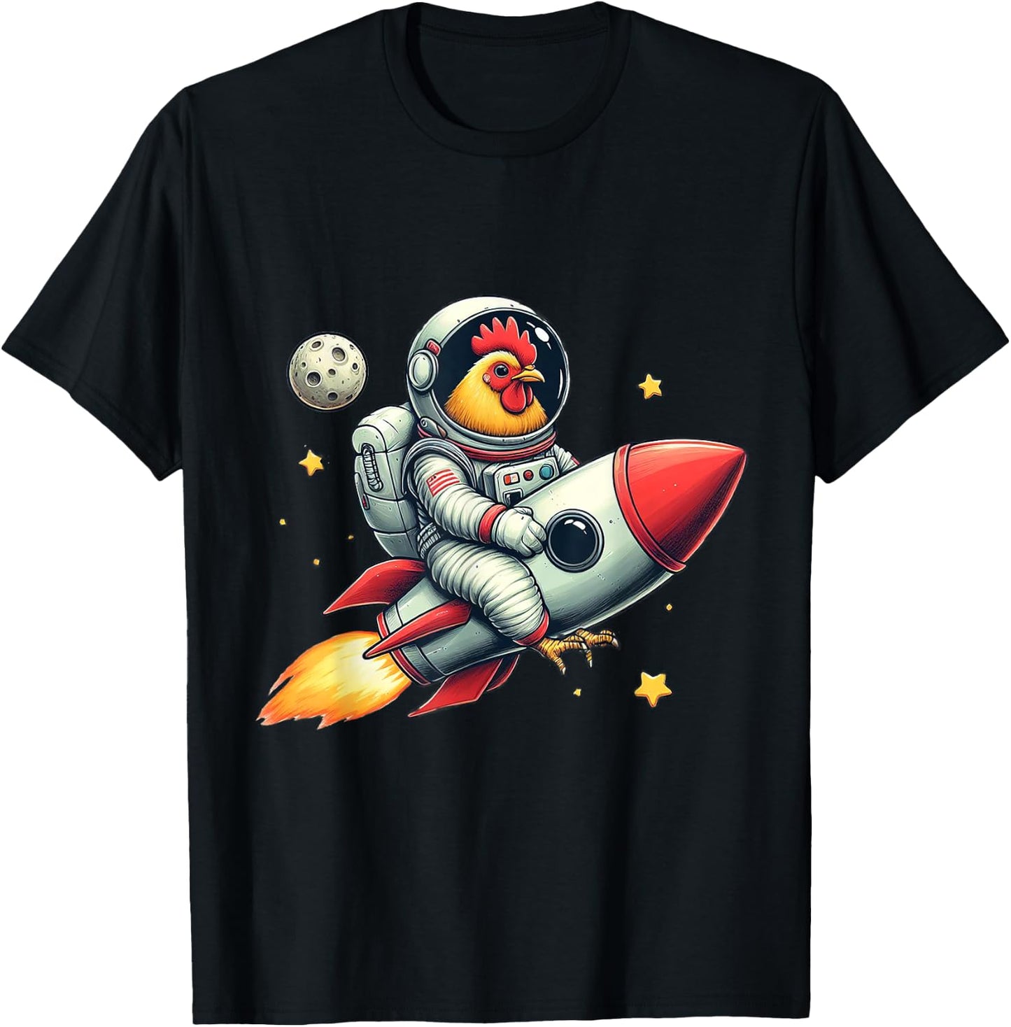 Space Astronaut Chicken A Stellar Pick for Chicken Lovers T-Shirt - T-Shirt | Black