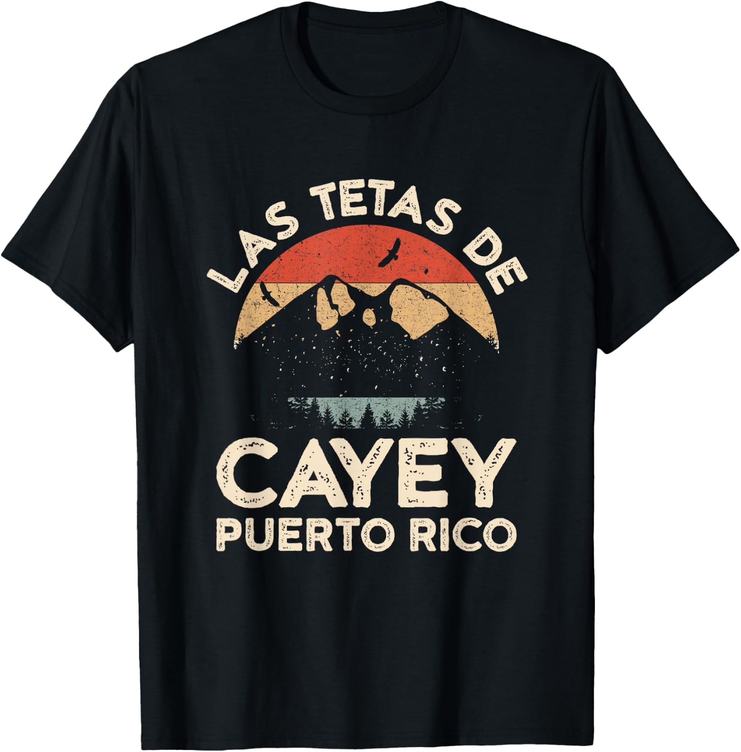 Las Tetas De Cayey Puerto Rico Retro Vintage Graphic T-Shirt - T-Shirt | Black